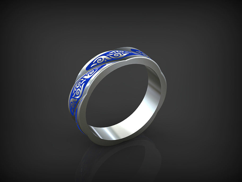 Rope Ring with ornament 3D print model_0
