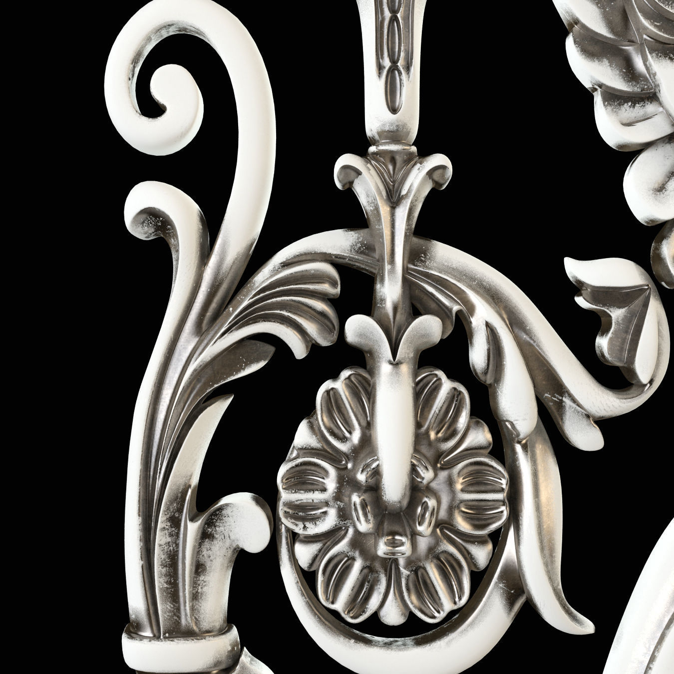 Wrought Iron Fence with Griffins 3D model_7