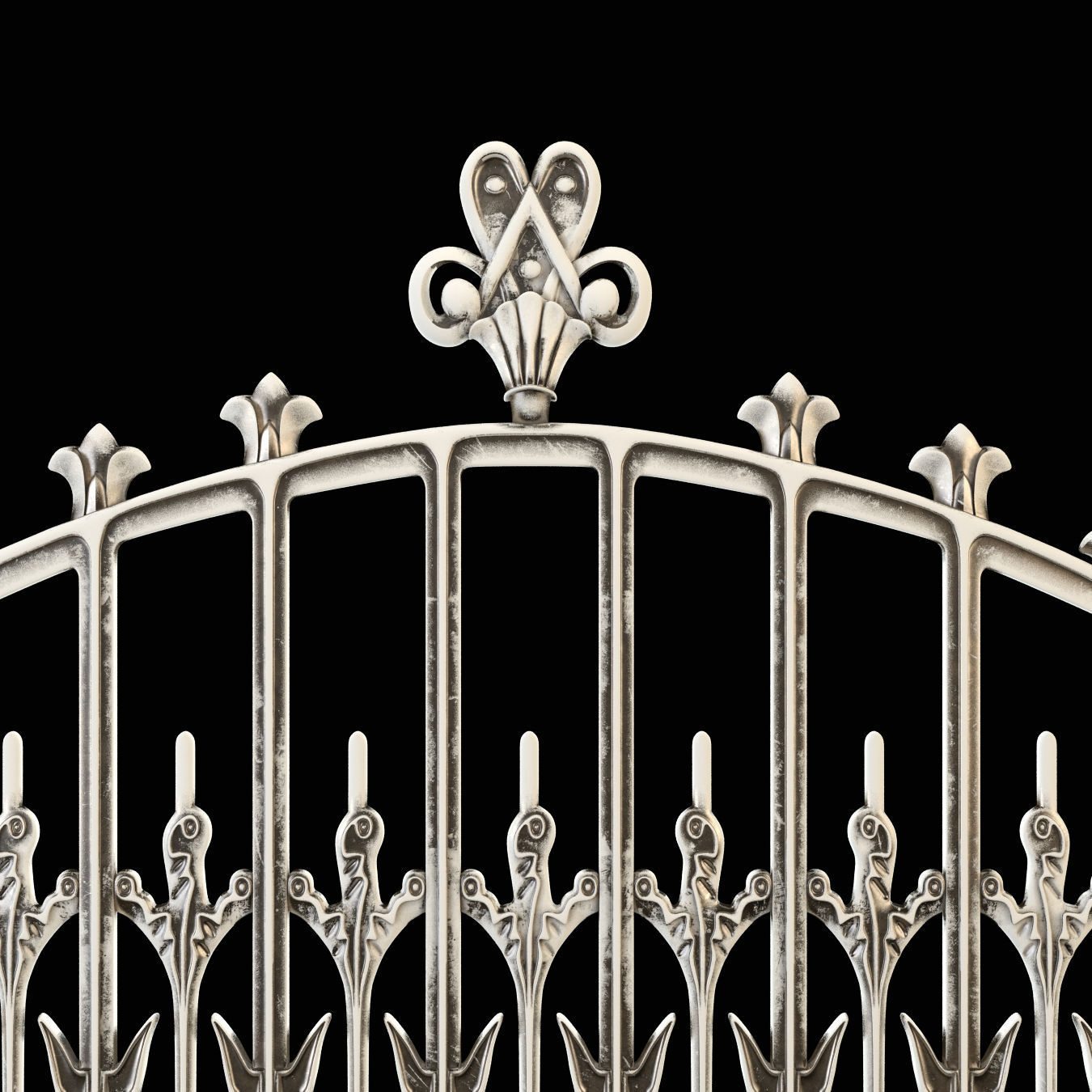 Wrought Iron Fence with Griffins 3D model_1