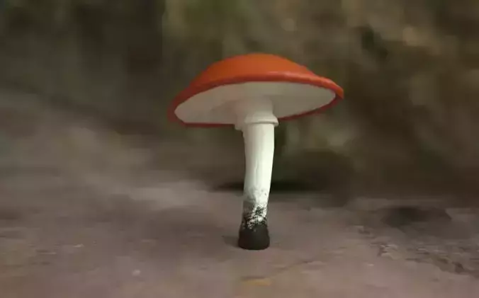 Low poly mushroom in forest