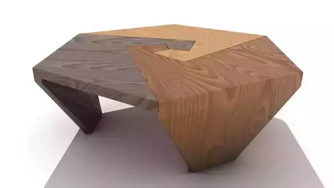 Interlocking Wooden Swirls Coffee Table Low-poly 3D model