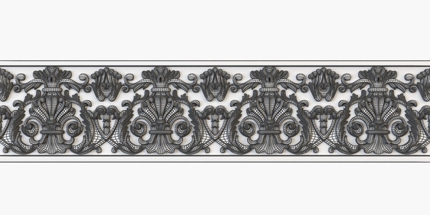 Moulding ornate wall panel 3D print model_2