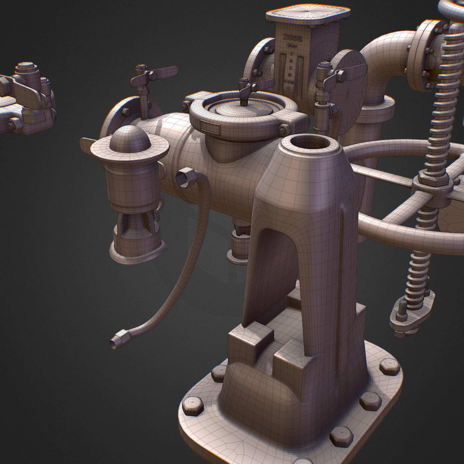 Backflow Pipe Constructor Hi Poly Subdivision 3D model_22