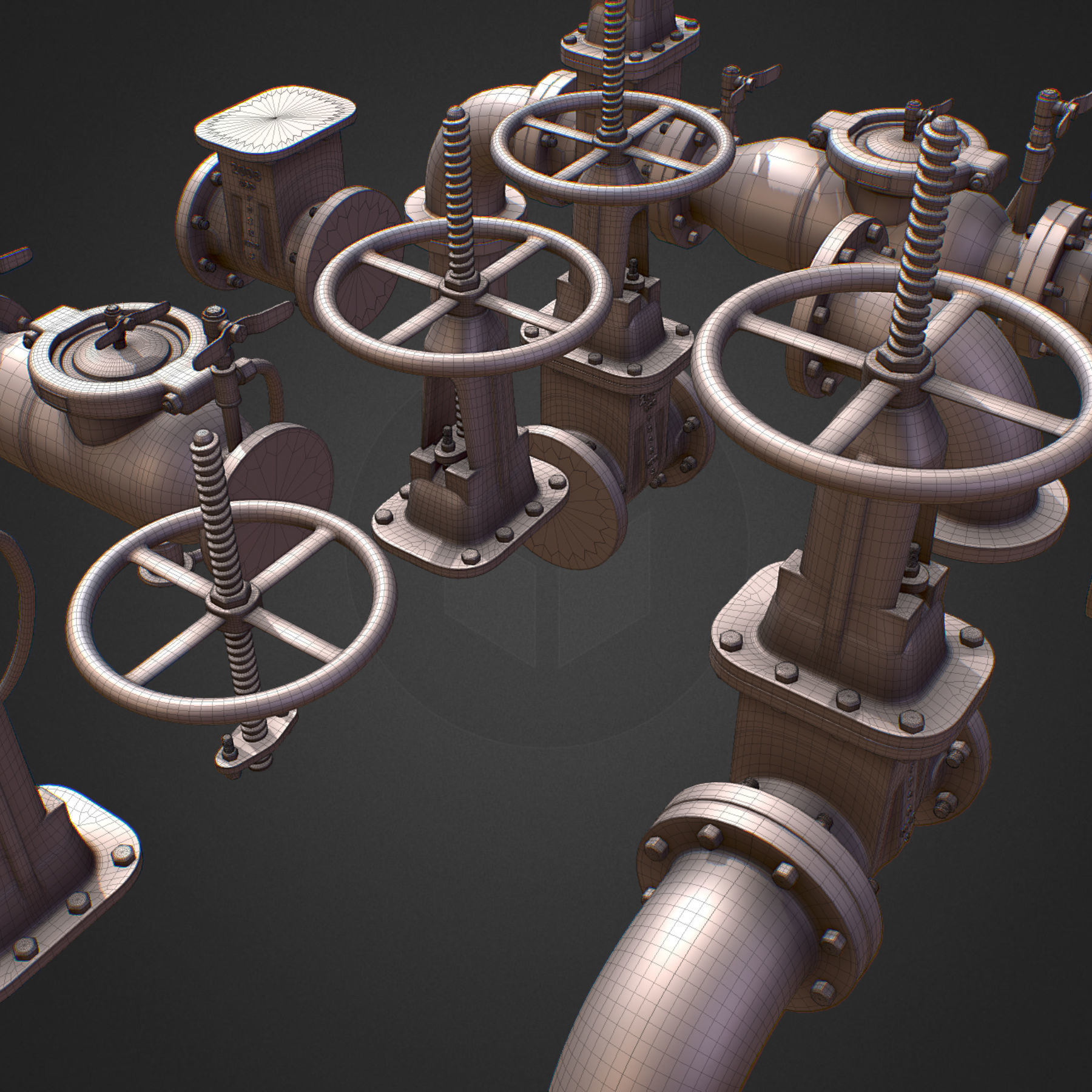 Backflow Pipe Constructor Hi Poly Subdivision 3D model_8