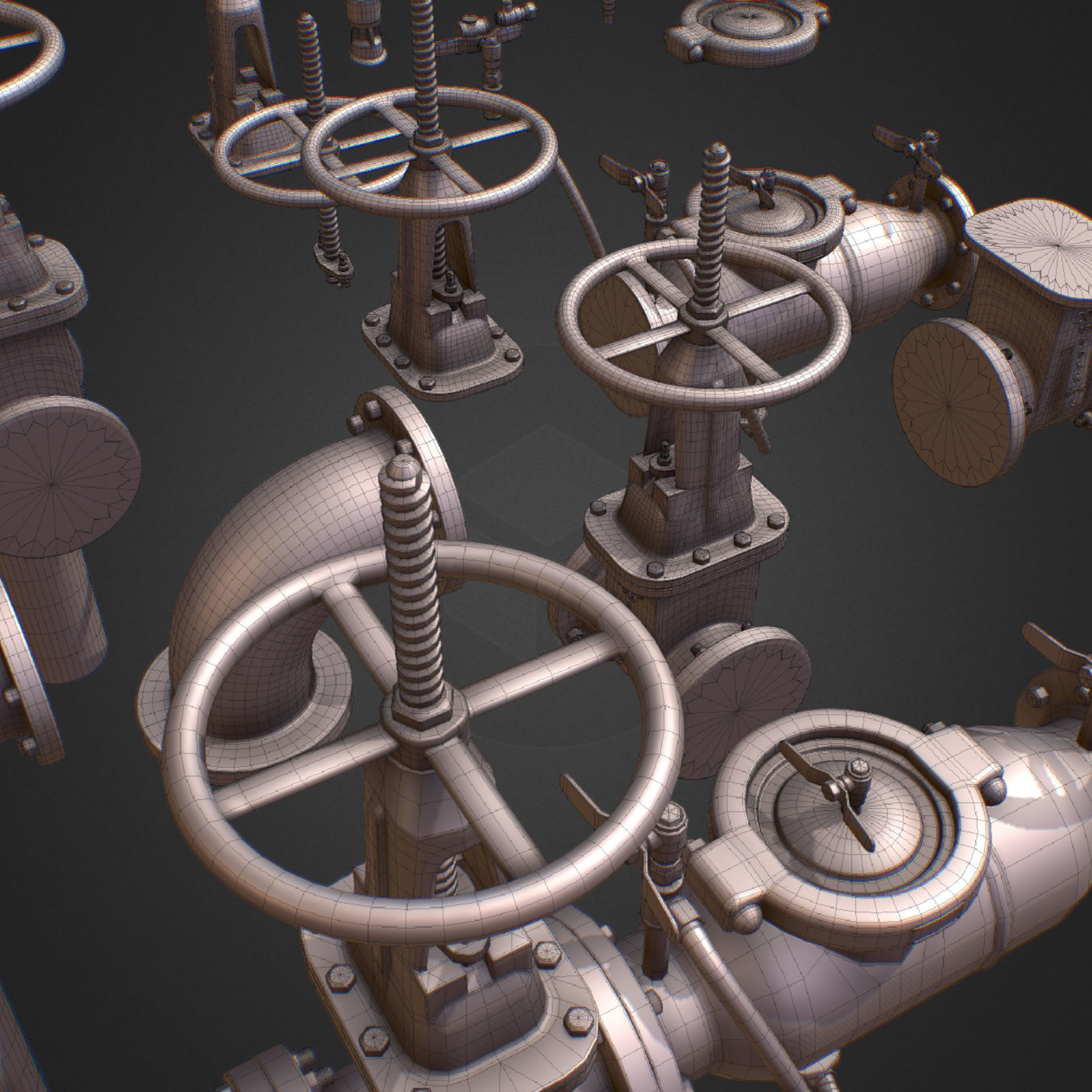 Backflow Pipe Constructor Hi Poly Subdivision 3D model_10