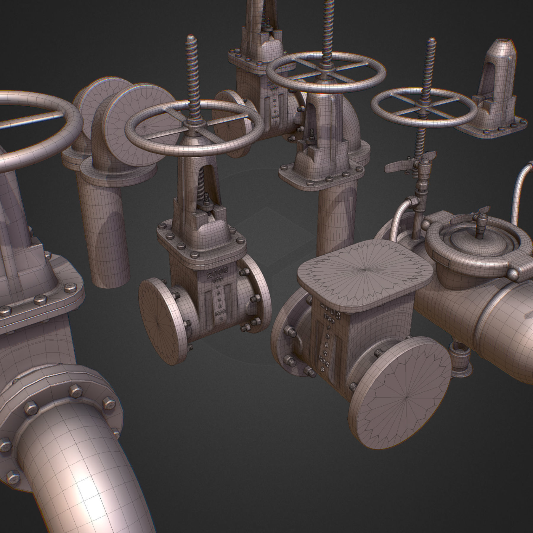 Backflow Pipe Constructor Hi Poly Subdivision 3D model_18