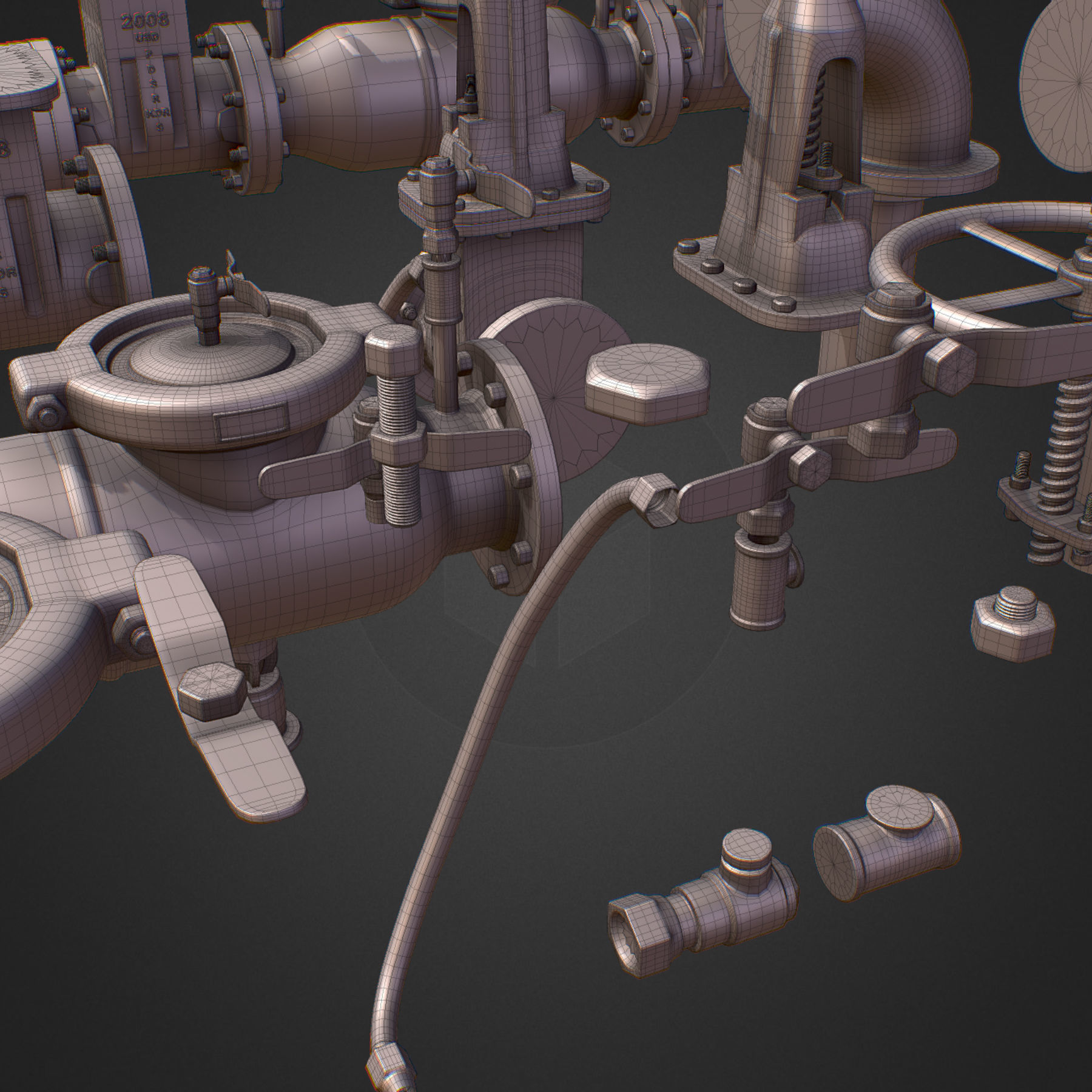 Backflow Pipe Constructor Hi Poly Subdivision 3D model_28