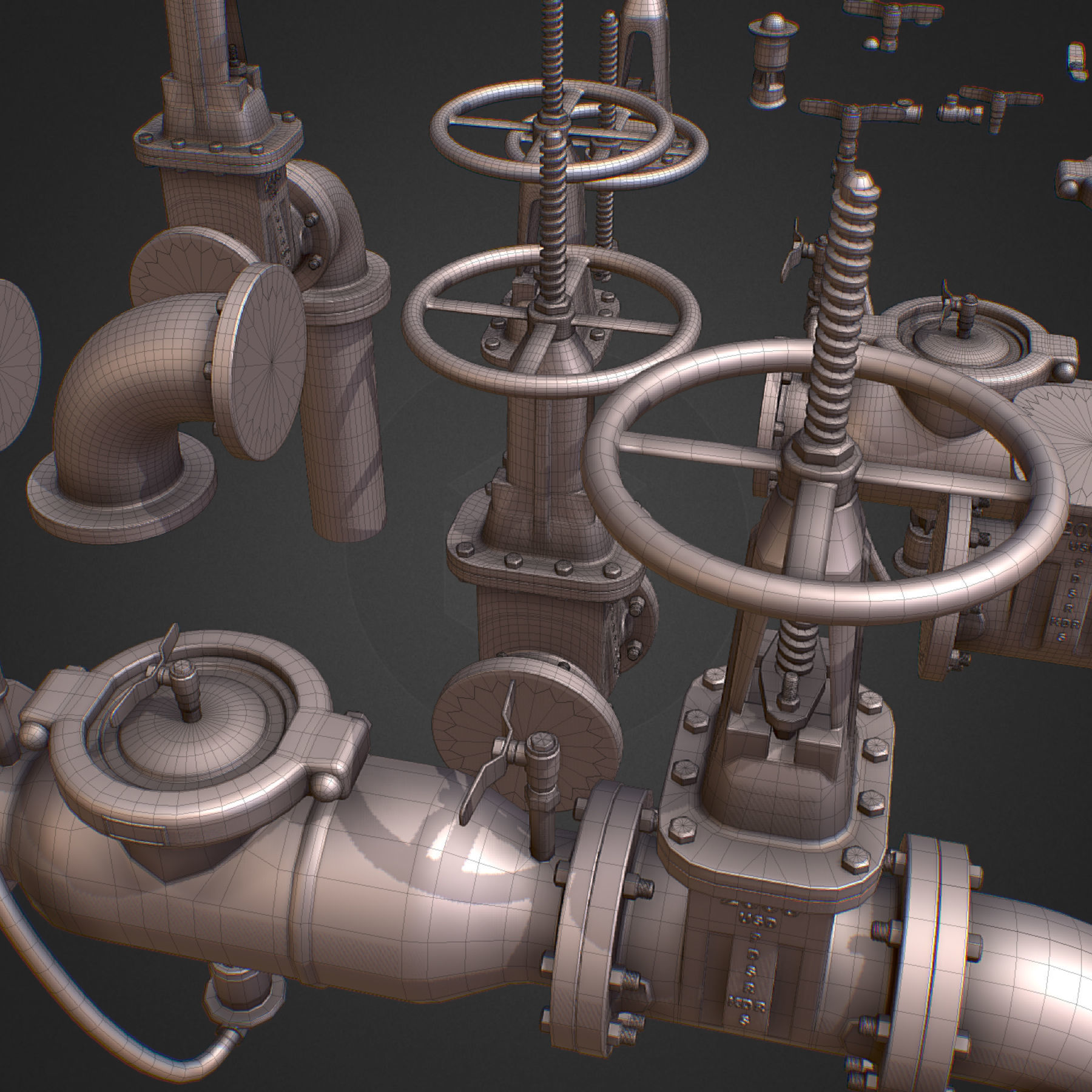 Backflow Pipe Constructor Hi Poly Subdivision 3D model_13