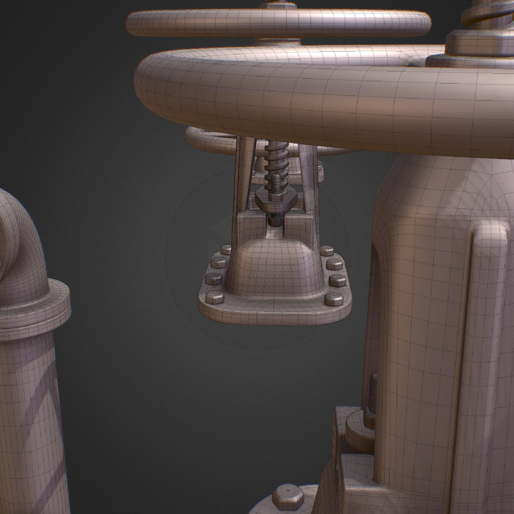 Backflow Pipe Constructor Hi Poly Subdivision 3D model_32