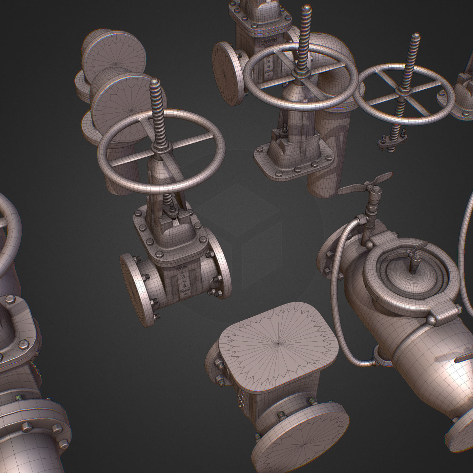 Backflow Pipe Constructor Hi Poly Subdivision 3D model_12