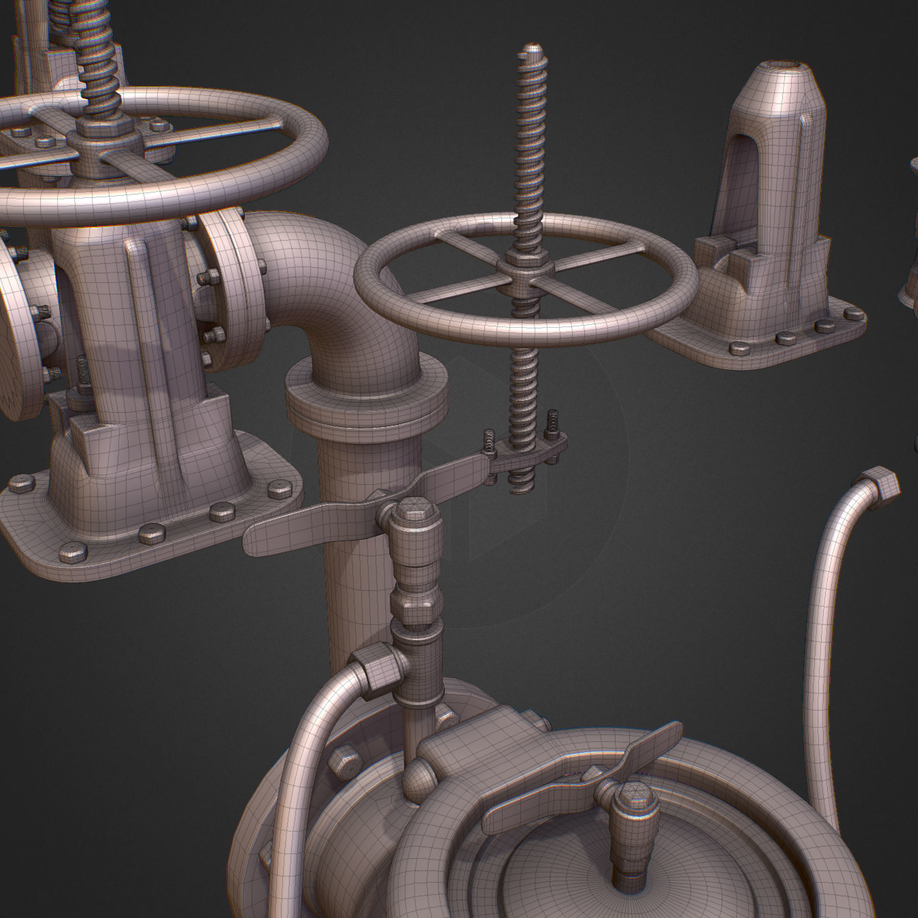 Backflow Pipe Constructor Hi Poly Subdivision 3D model_20