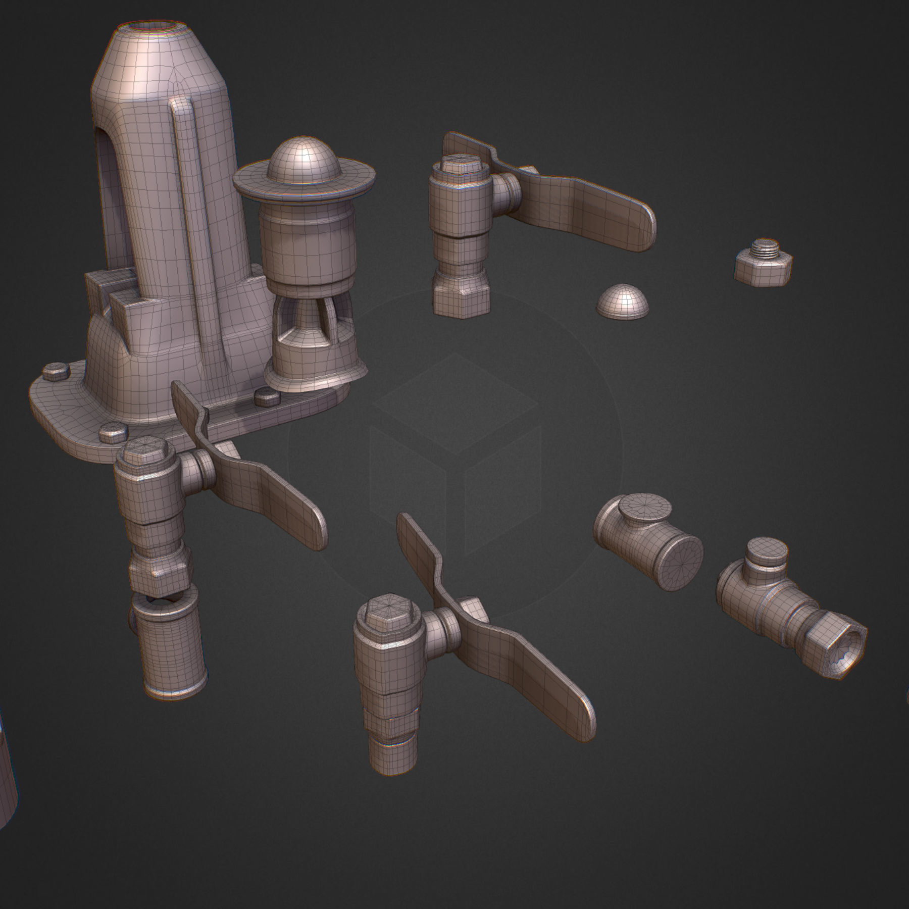 Backflow Pipe Constructor Hi Poly Subdivision 3D model_21