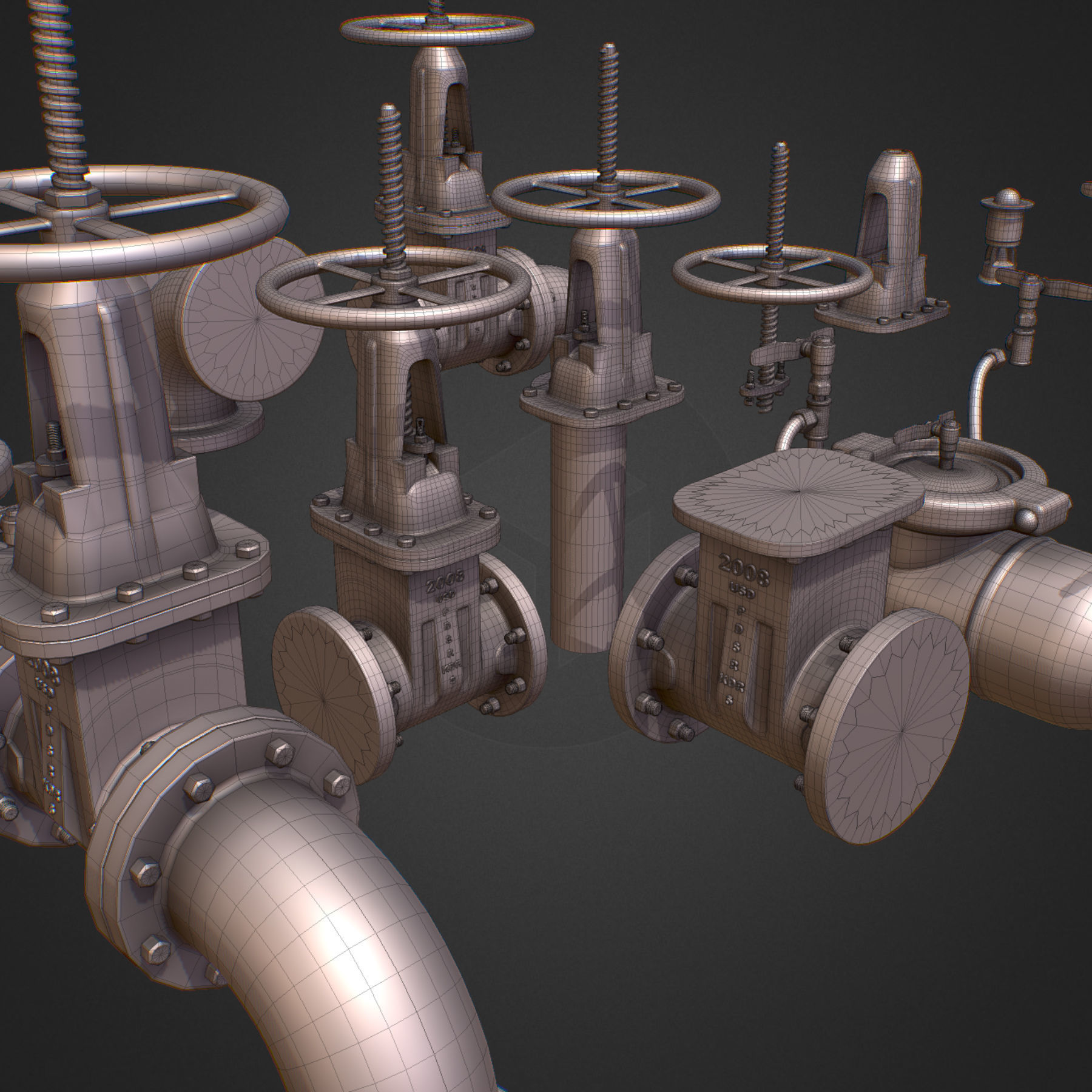 Backflow Pipe Constructor Hi Poly Subdivision 3D model_5
