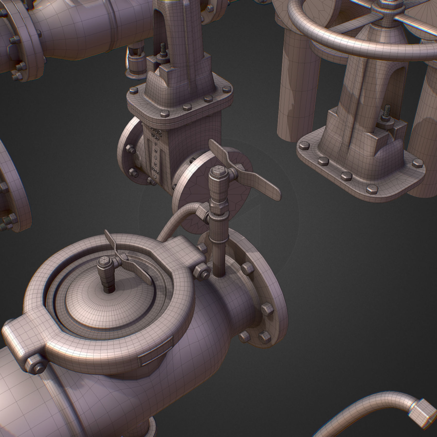 Backflow Pipe Constructor Hi Poly Subdivision 3D model_16