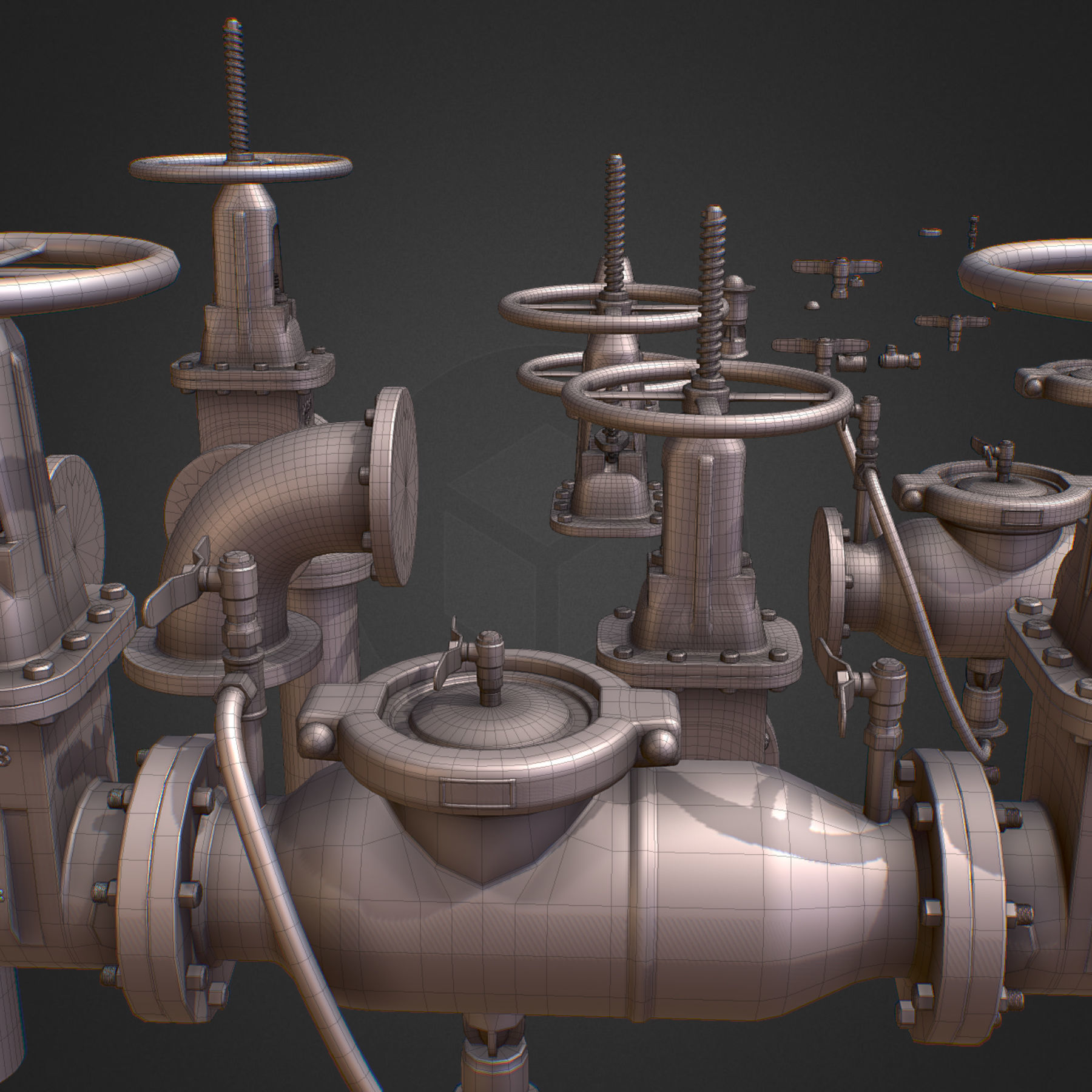 Backflow Pipe Constructor Hi Poly Subdivision 3D model_27