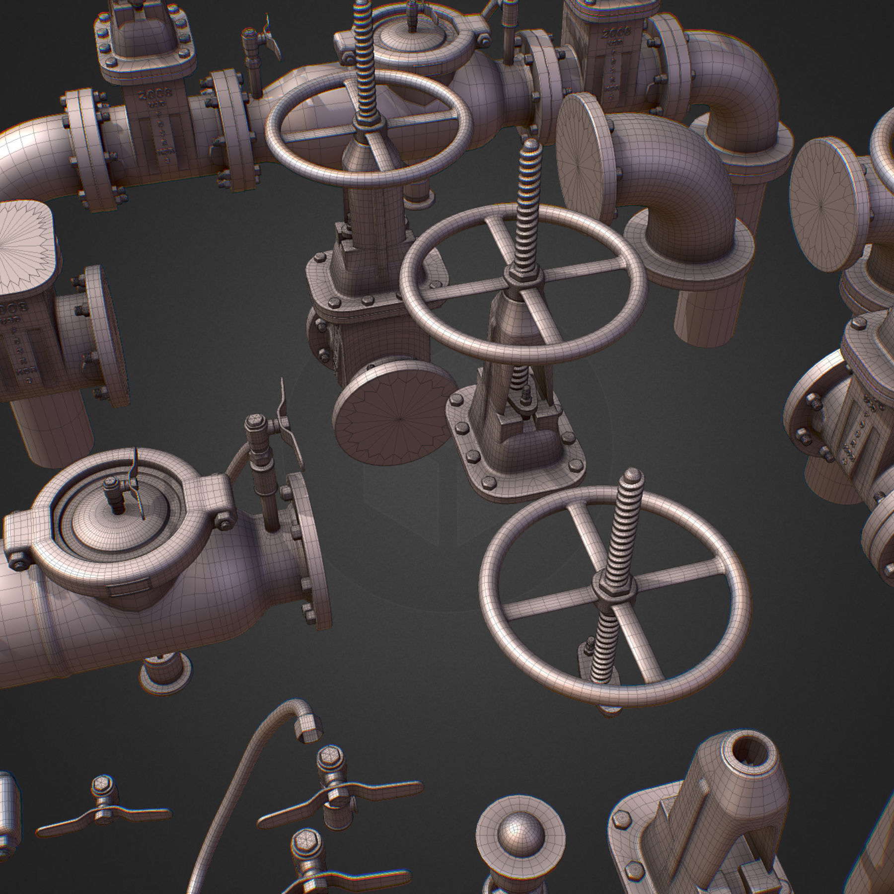 Backflow Pipe Constructor Hi Poly Subdivision 3D model_11