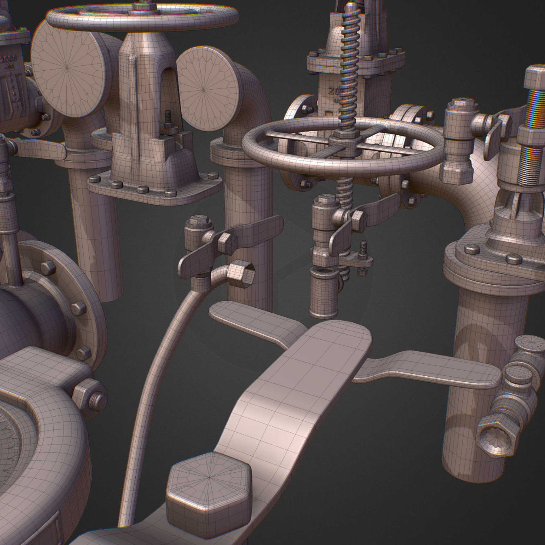 Backflow Pipe Constructor Hi Poly Subdivision 3D model_25