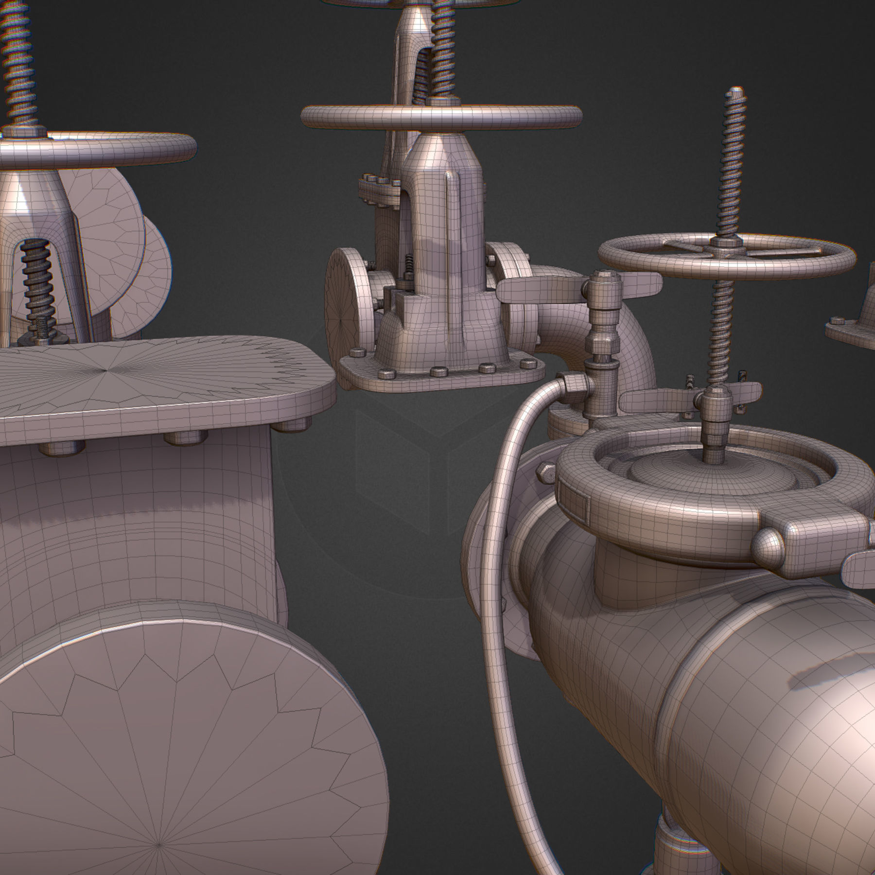 Backflow Pipe Constructor Hi Poly Subdivision 3D model_33
