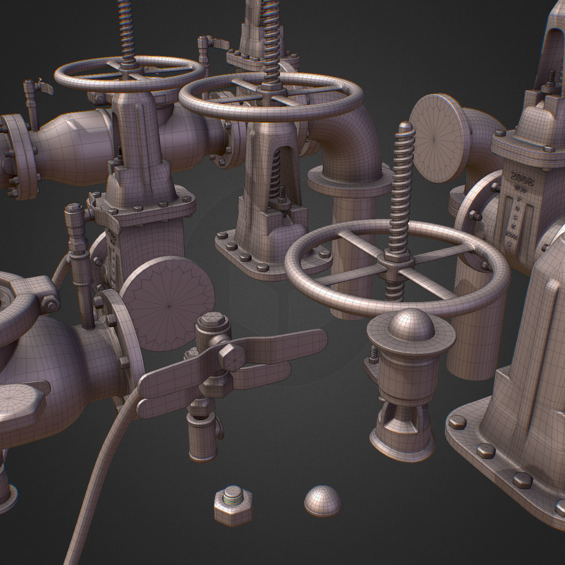 Backflow Pipe Constructor Hi Poly Subdivision 3D model_30