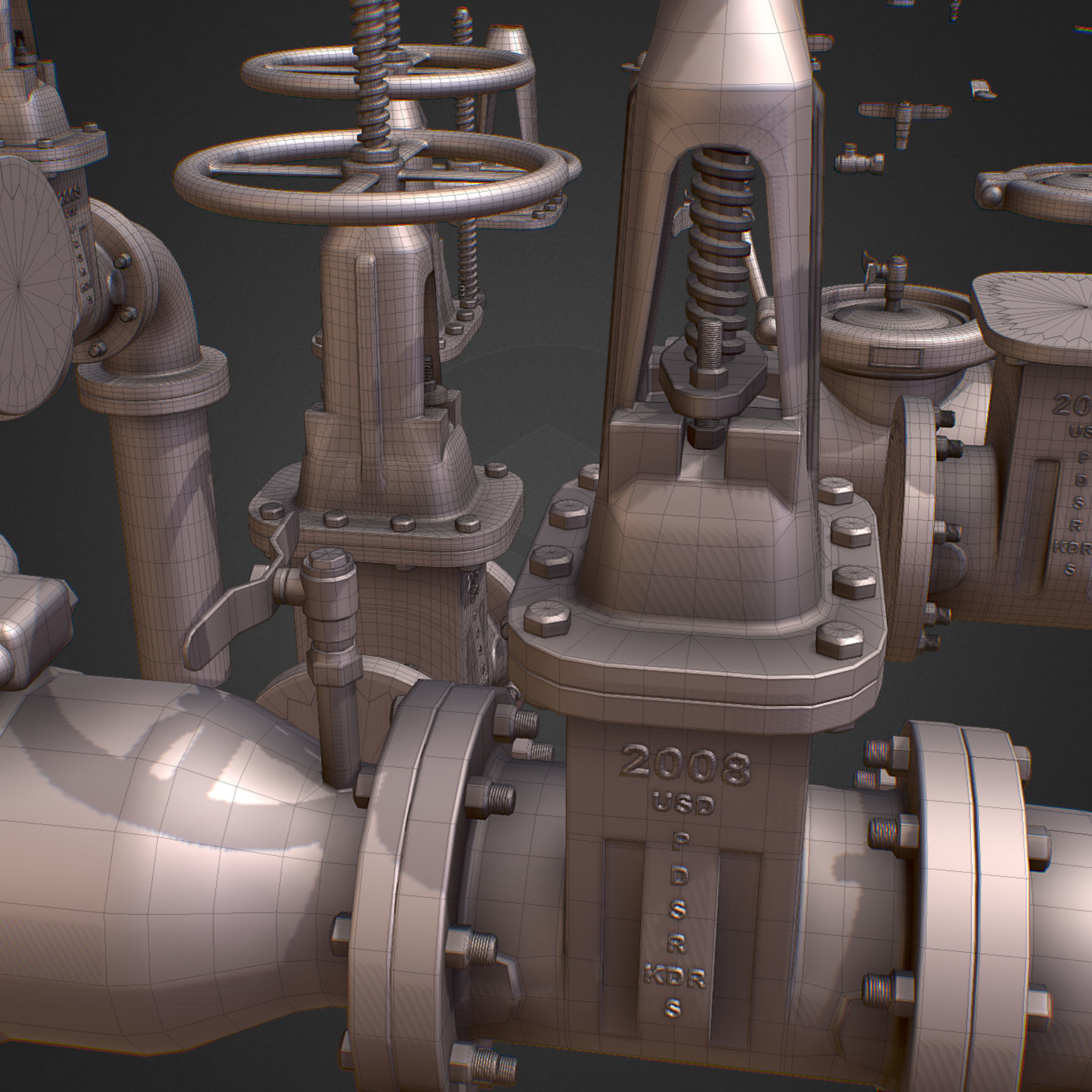 Backflow Pipe Constructor Hi Poly Subdivision 3D model_15