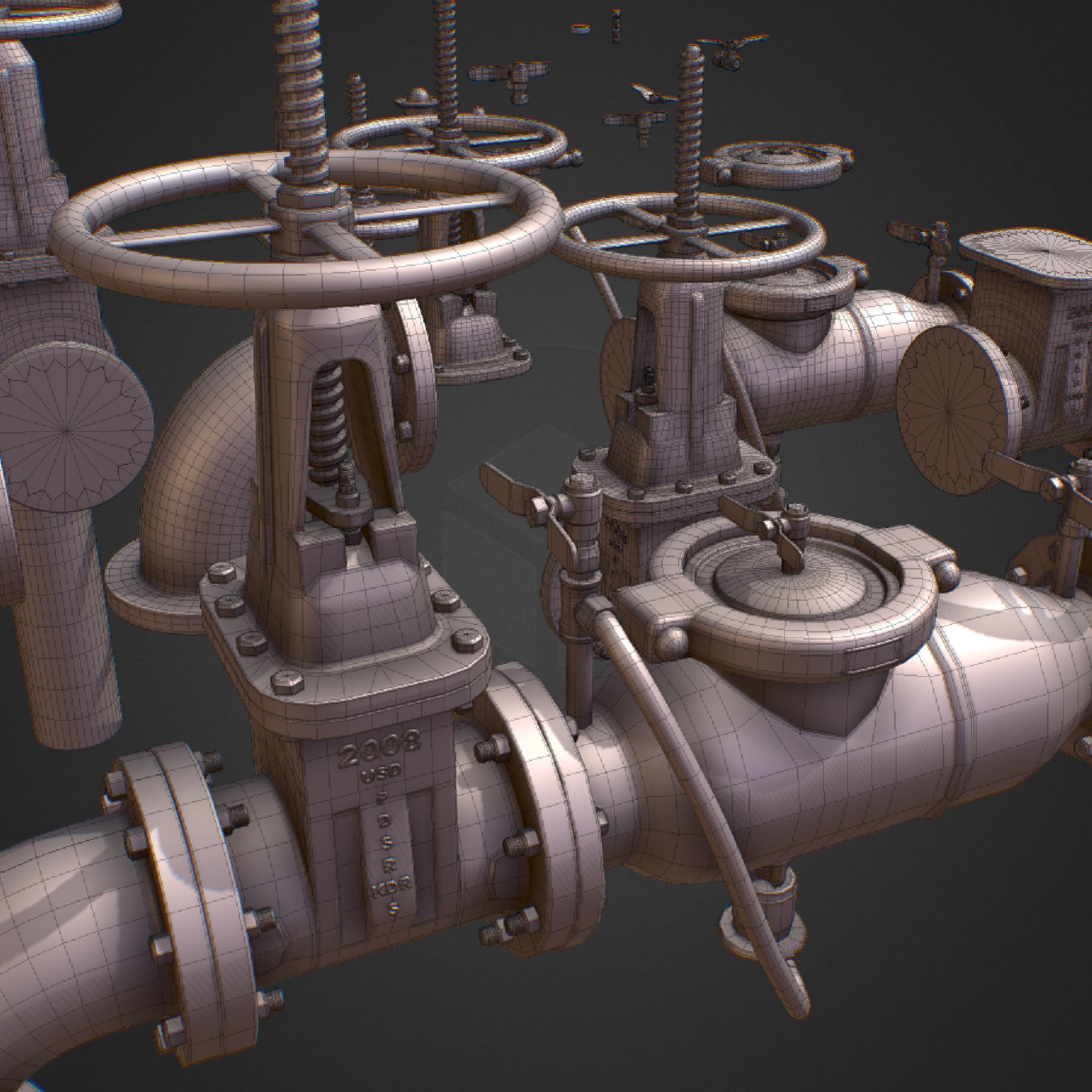 Backflow Pipe Constructor Hi Poly Subdivision 3D model_6