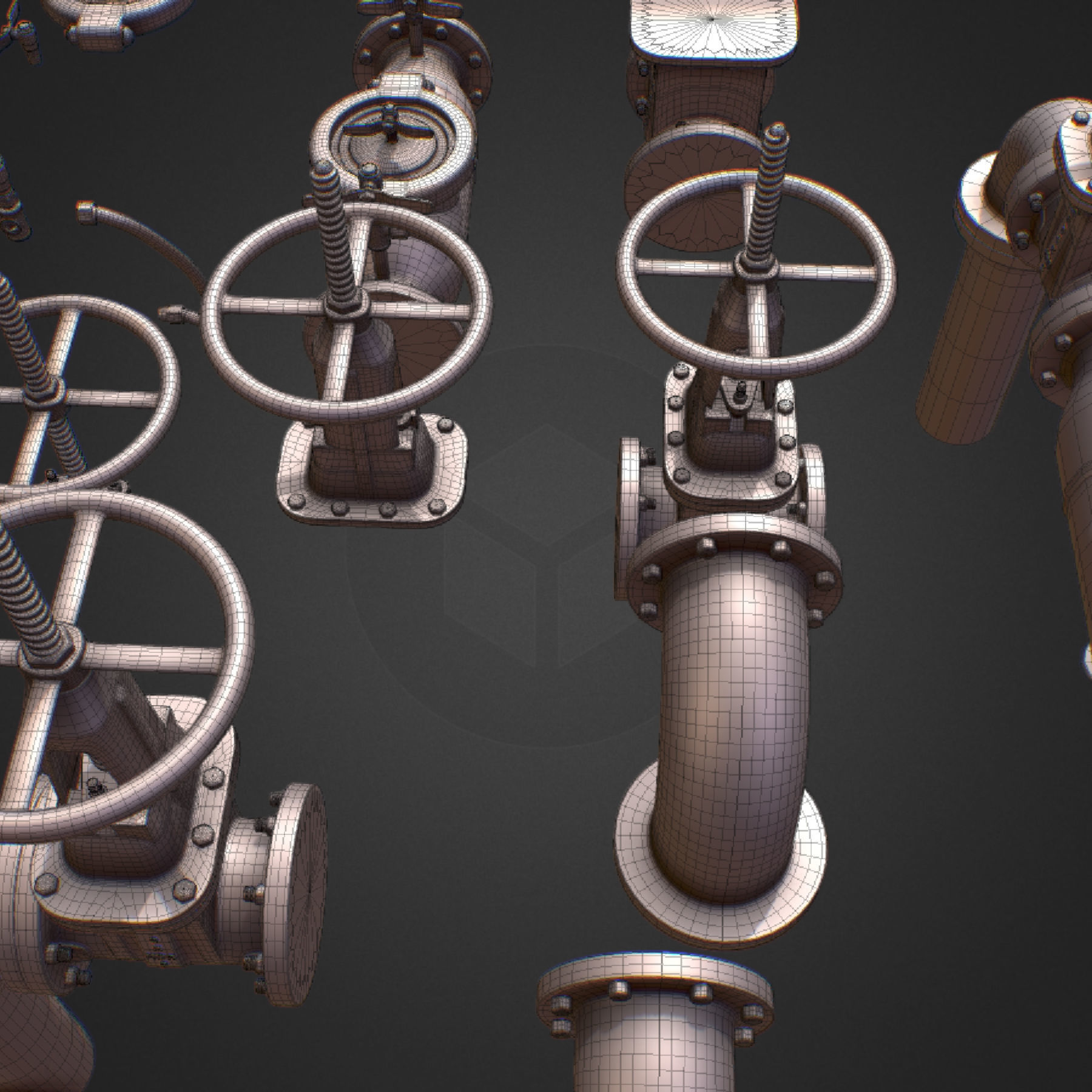 Backflow Pipe Constructor Hi Poly Subdivision 3D model_9