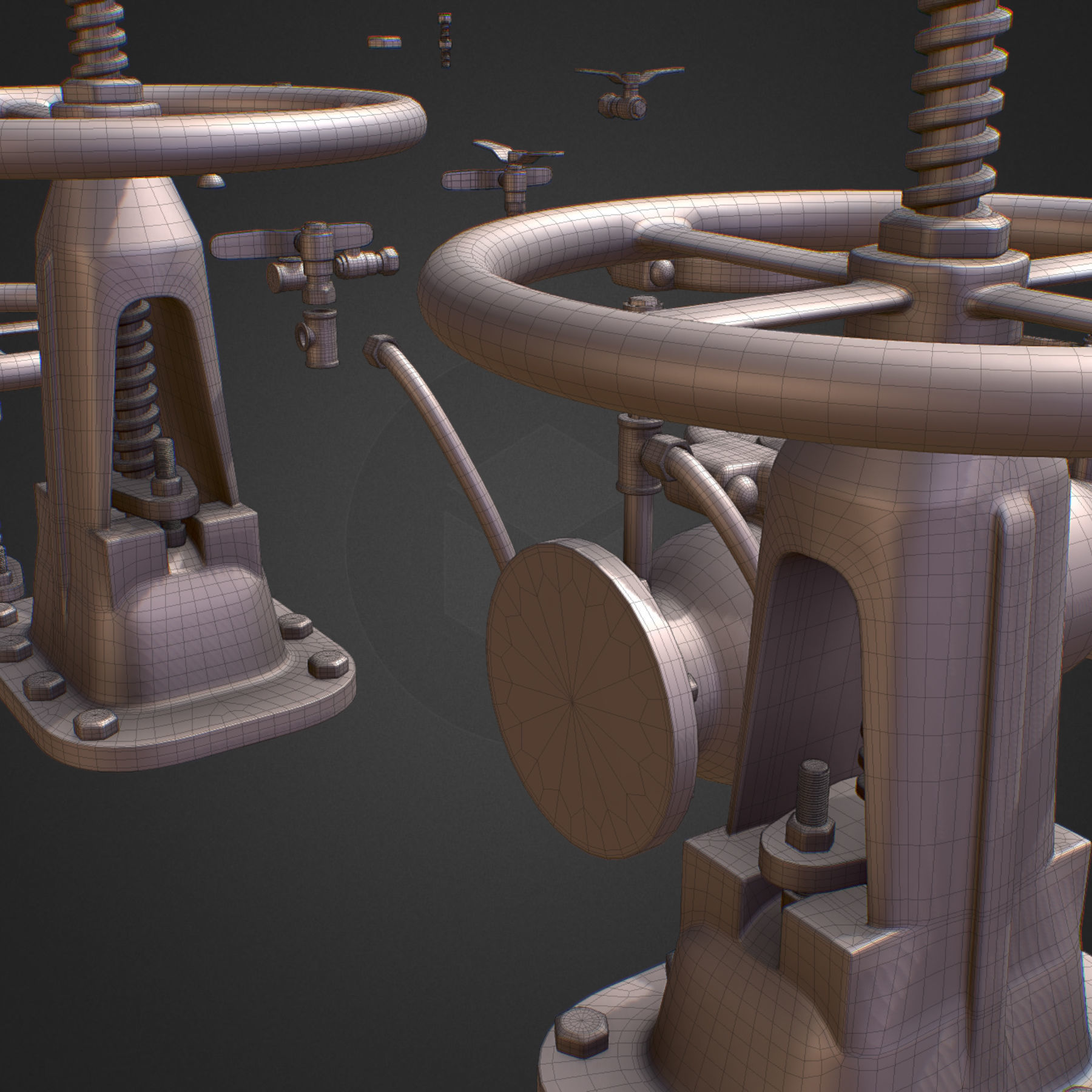 Backflow Pipe Constructor Hi Poly Subdivision 3D model_17