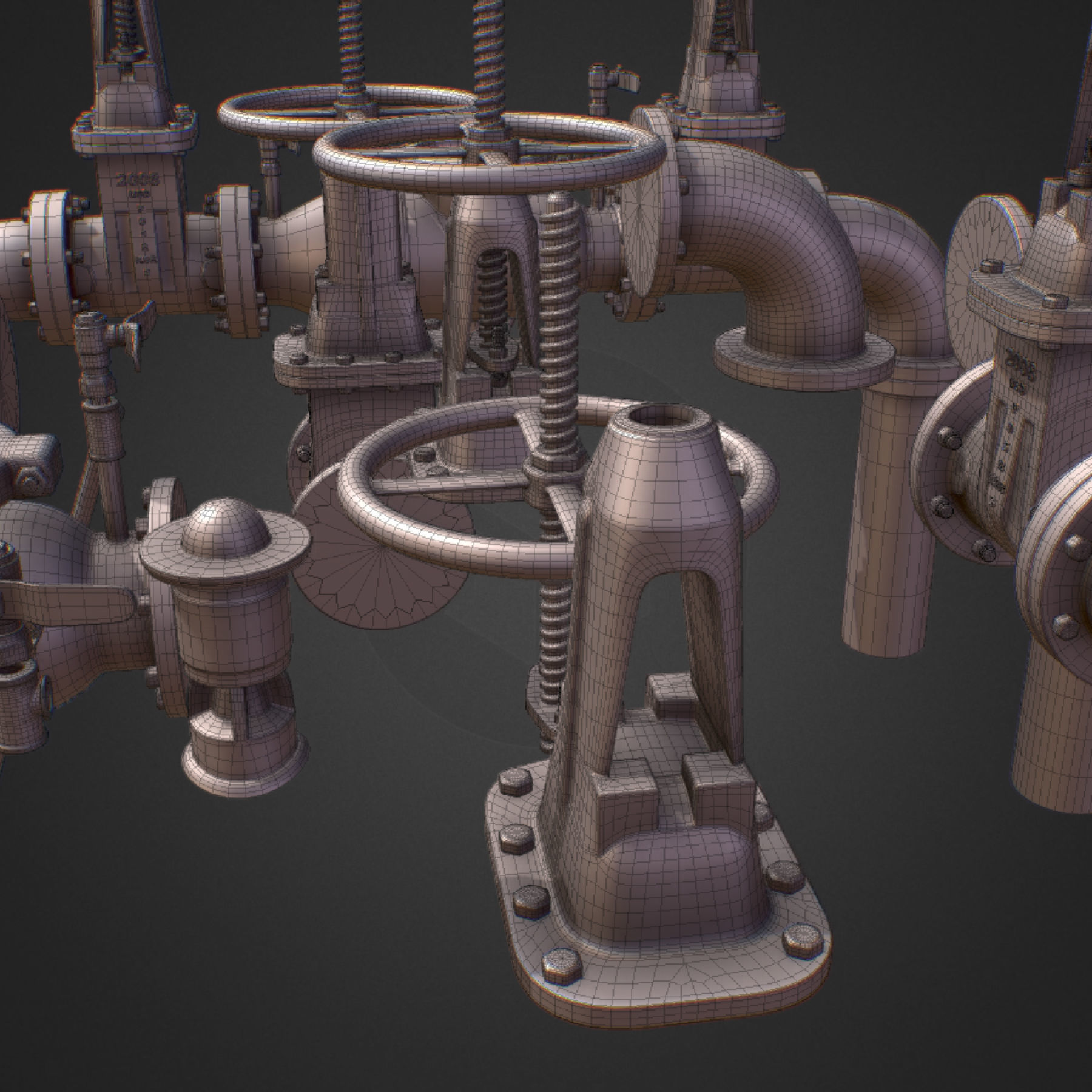 Backflow Pipe Constructor Hi Poly Subdivision 3D model_29