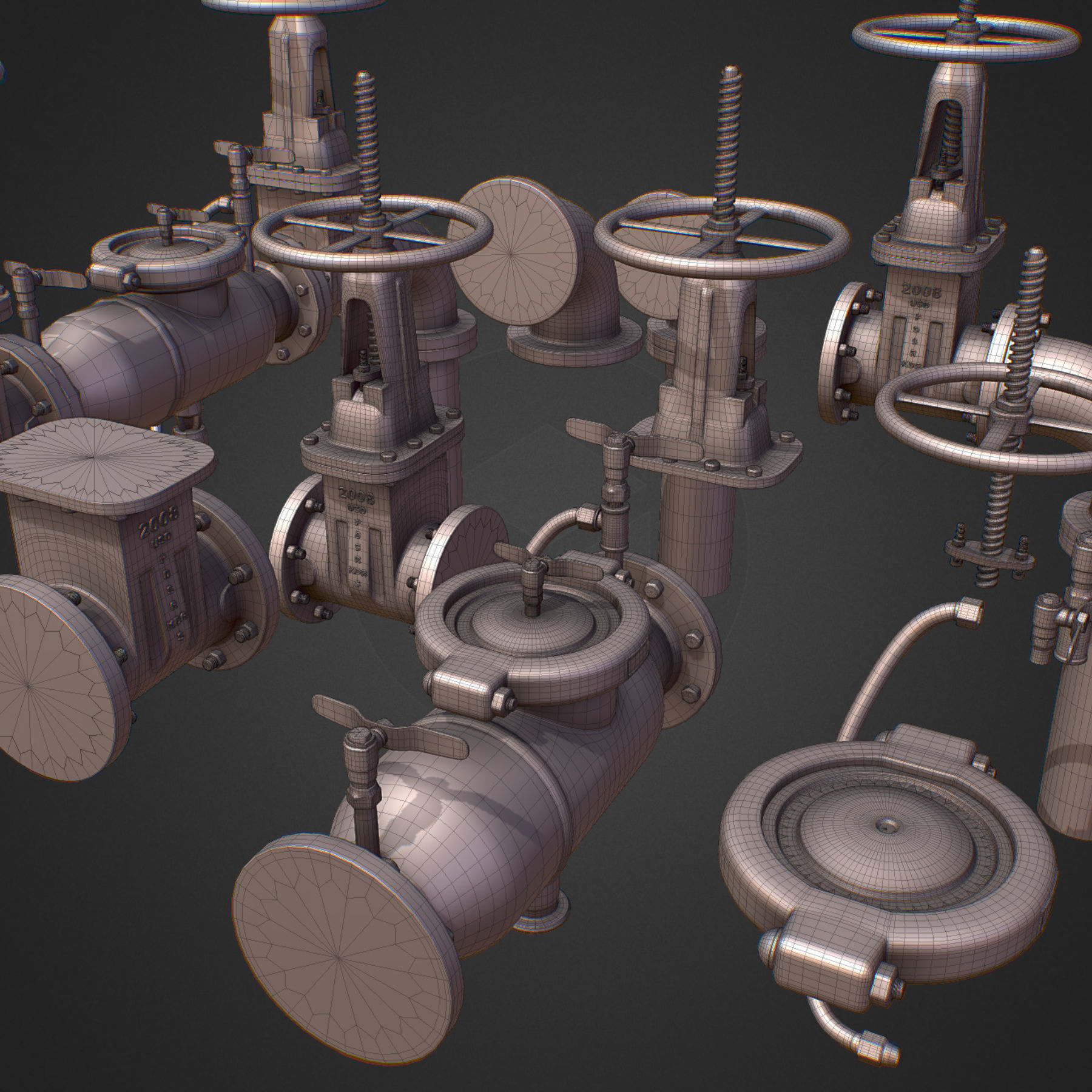 Backflow Pipe Constructor Hi Poly Subdivision 3D model_1