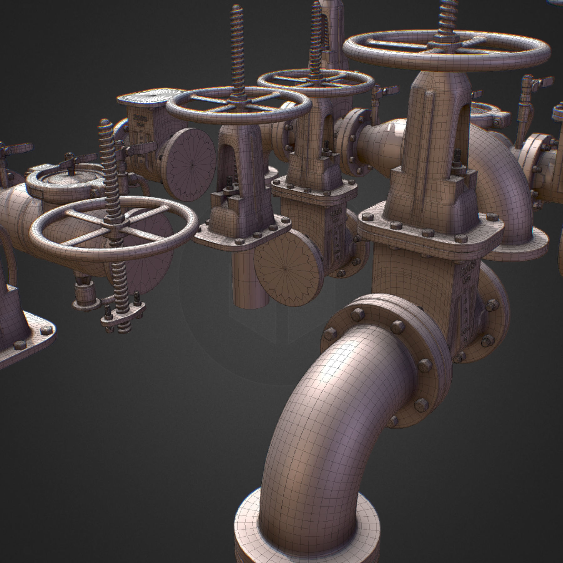 Backflow Pipe Constructor Hi Poly Subdivision 3D model_3