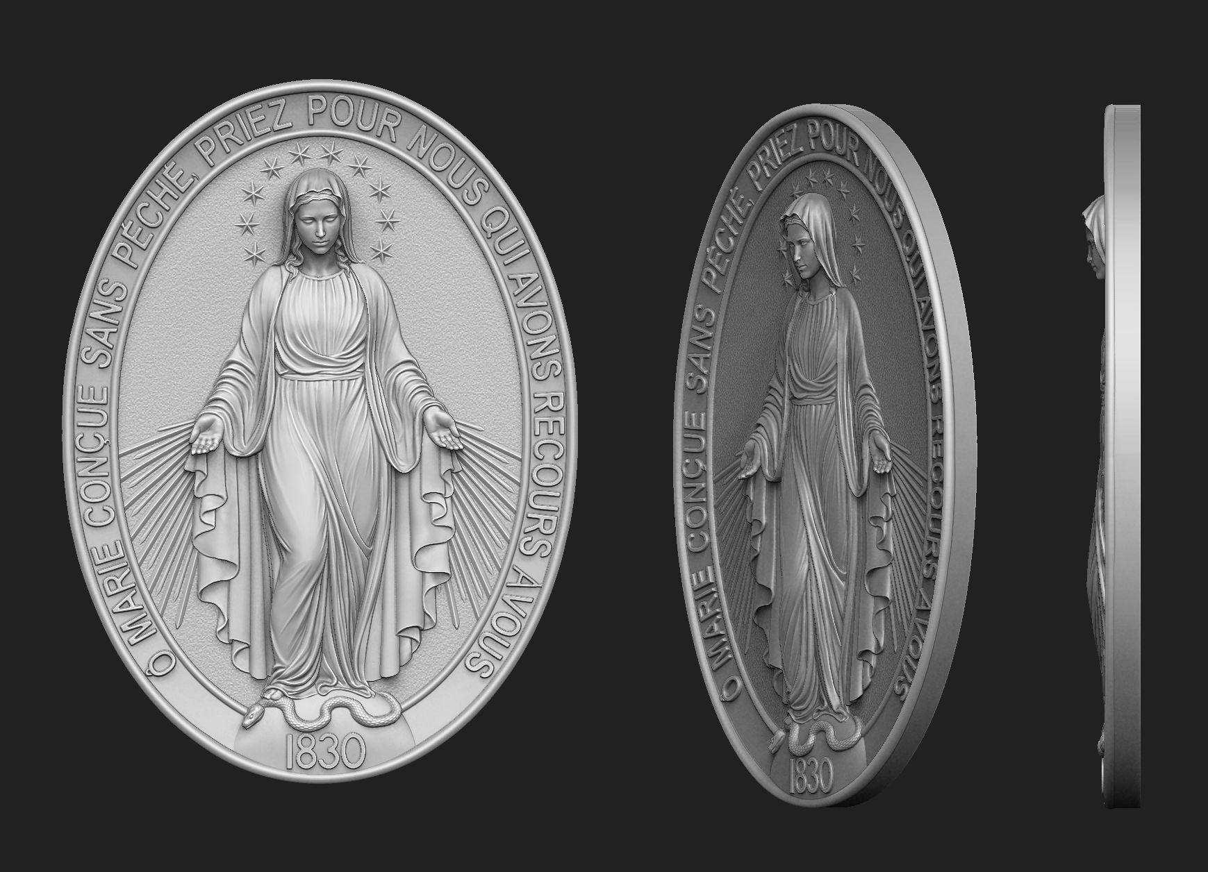 Virgen Milagrosa Miraculous Medal 3D print model_1