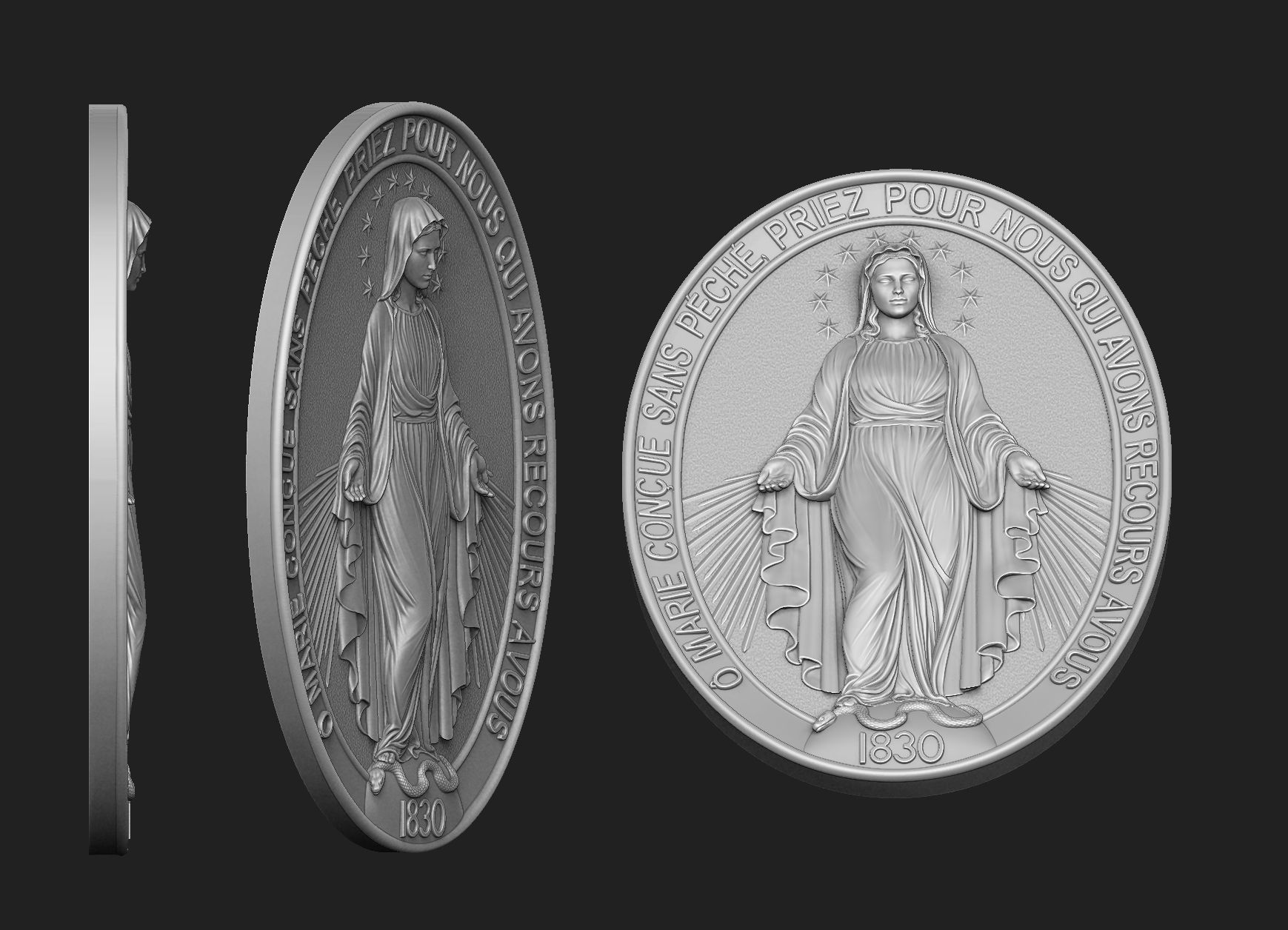 Virgen Milagrosa Miraculous Medal 3D print model_3