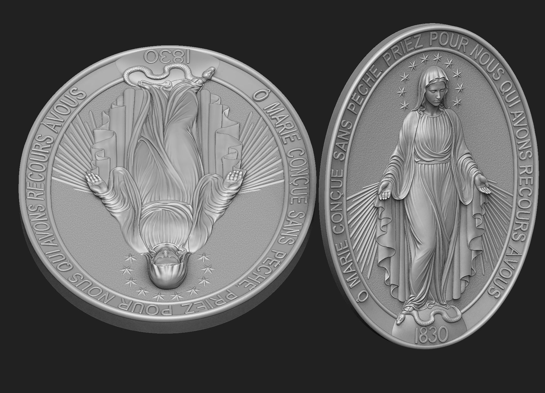 Virgen Milagrosa Miraculous Medal 3D print model_2
