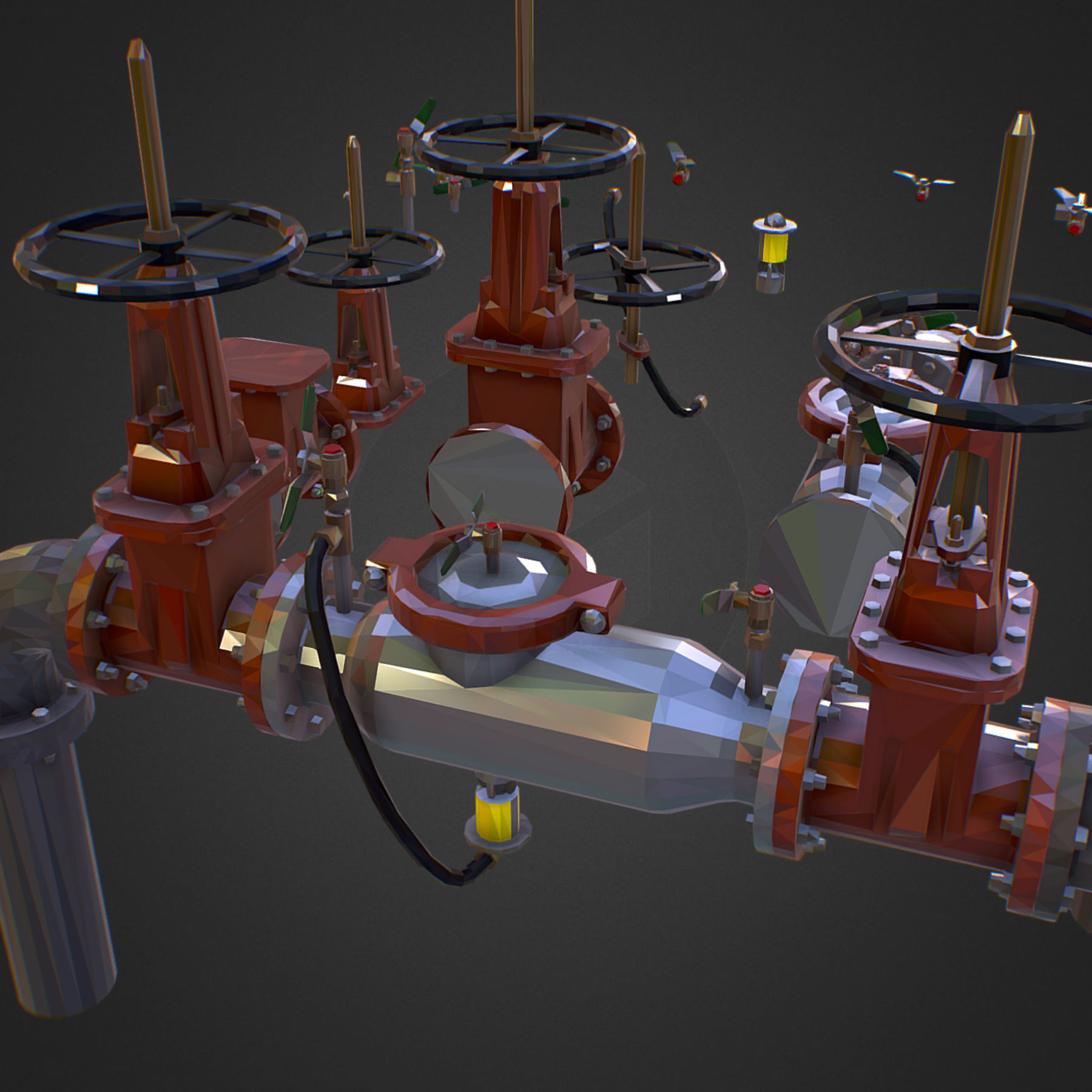 Poly Backflow 3D model Low Poly ART Backflow Water Pipe Constructor VR / AR / low ...