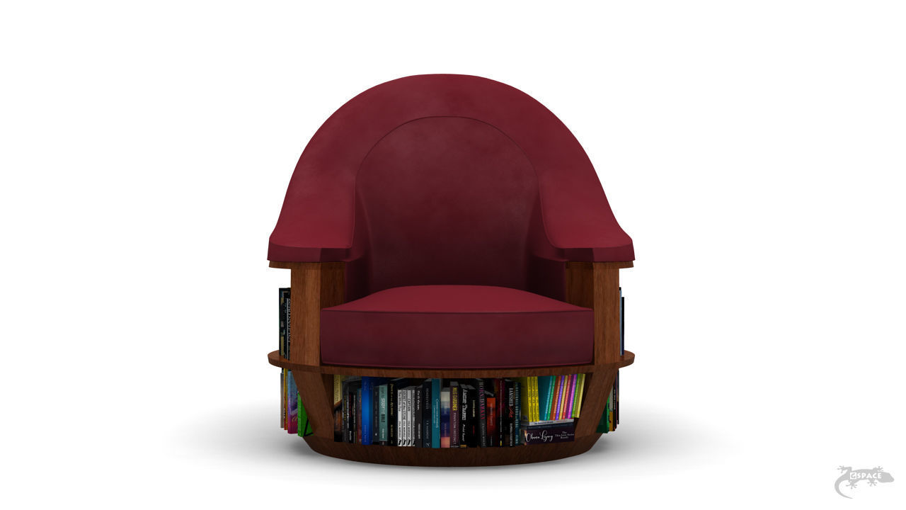 ArmchairBookcase book swivel chair 3D model_1