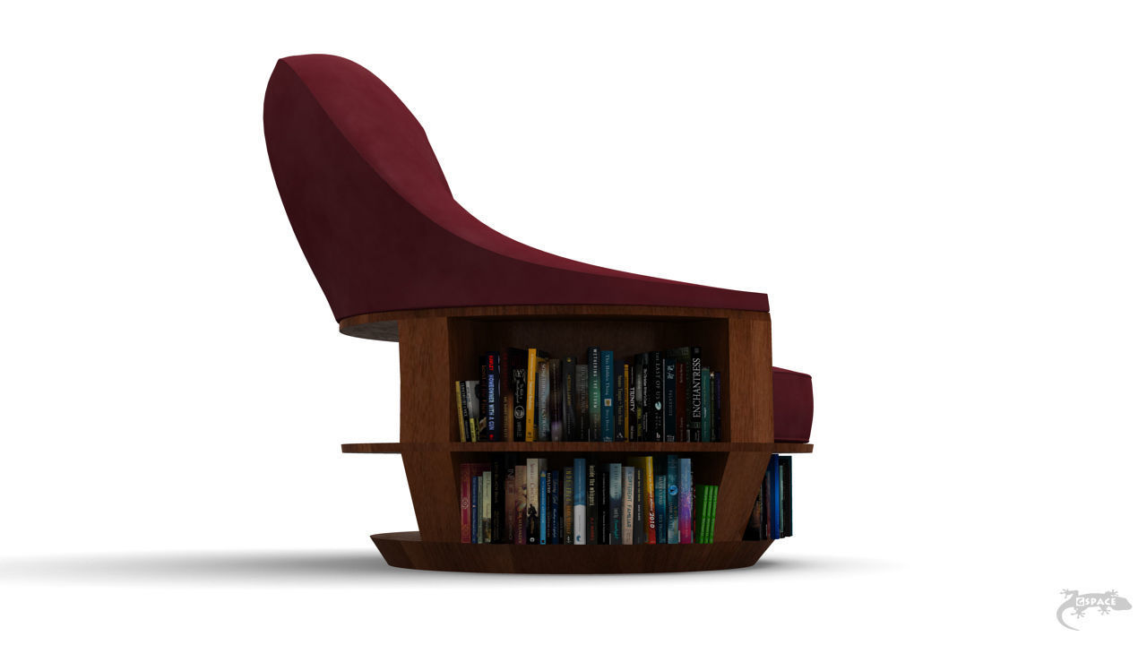 ArmchairBookcase book swivel chair 3D model_3