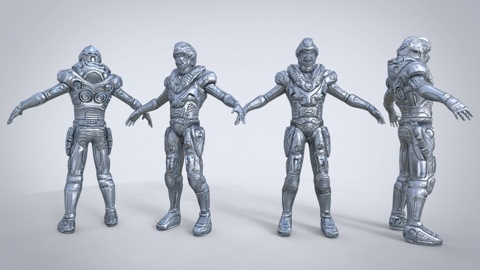 scify male cyborg 3D model_3