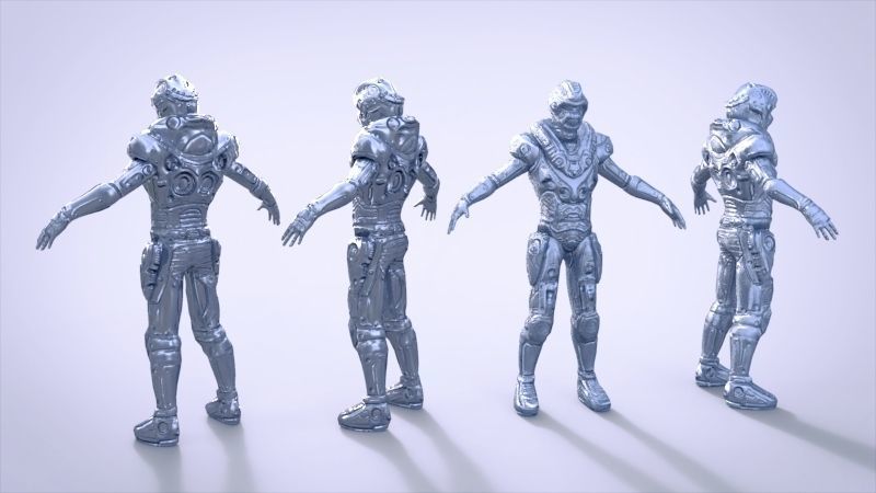 scify male cyborg 3D model_1