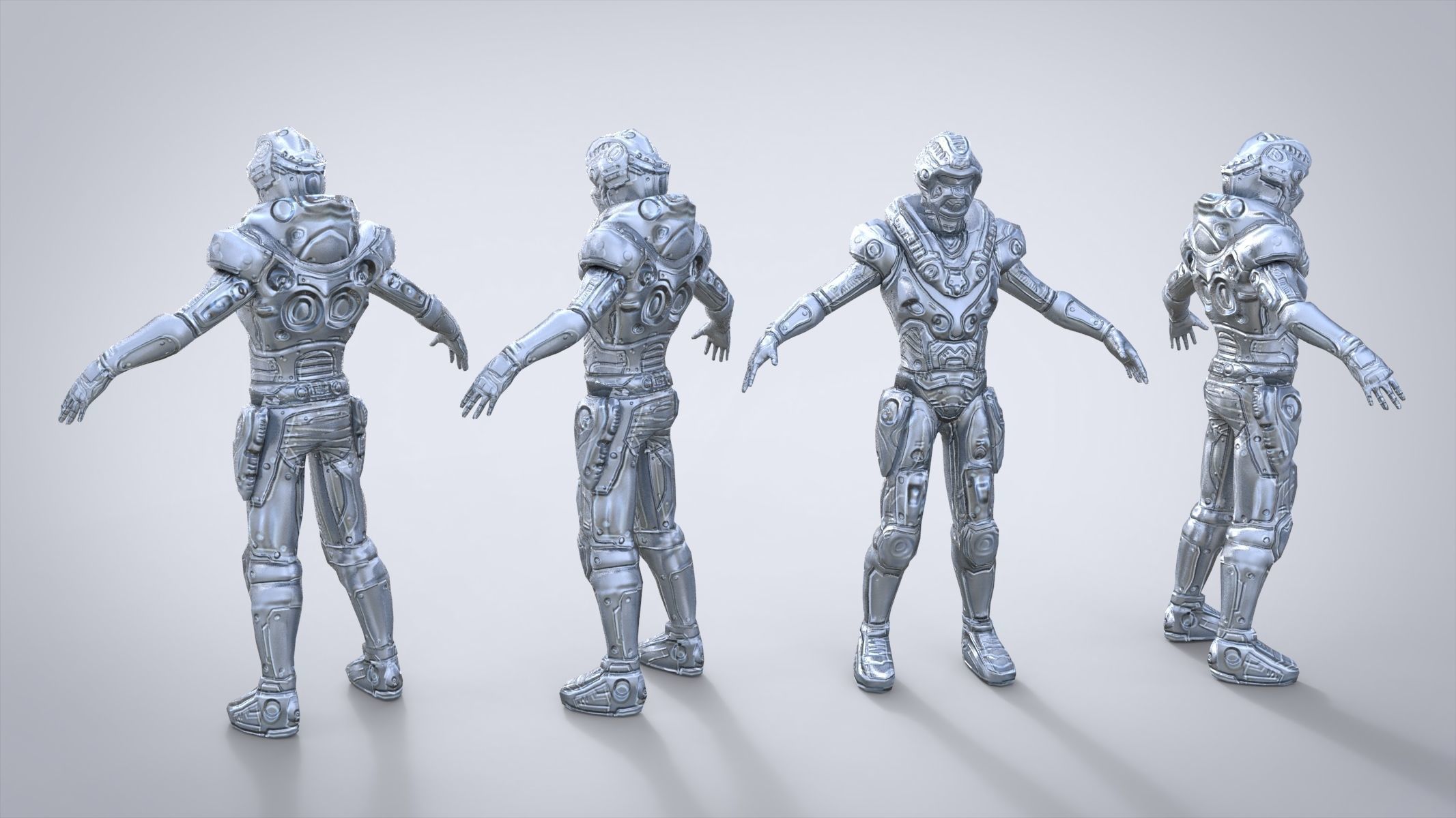 scify male cyborg 3D model_6