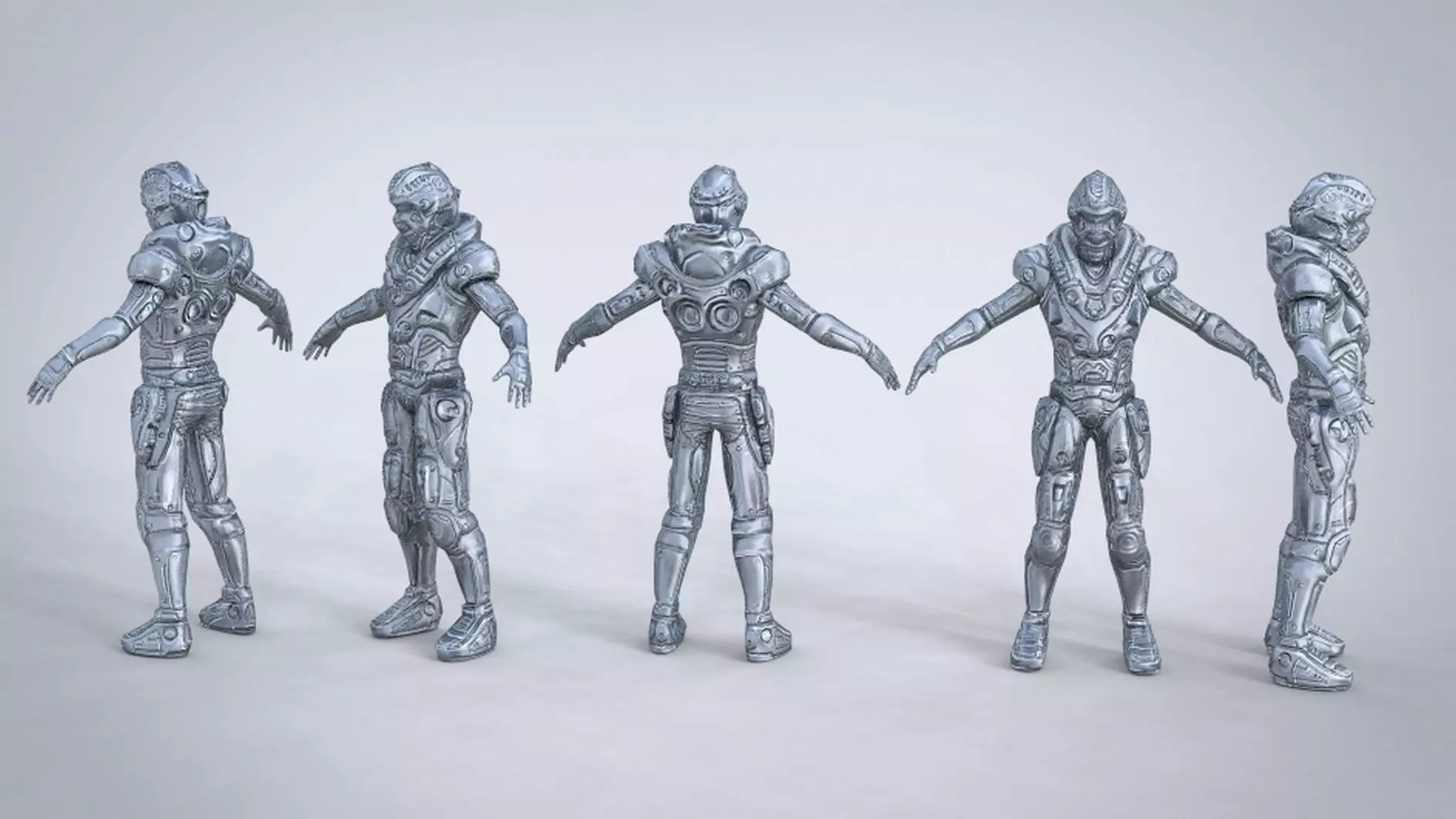 scify male cyborg 3D model_0