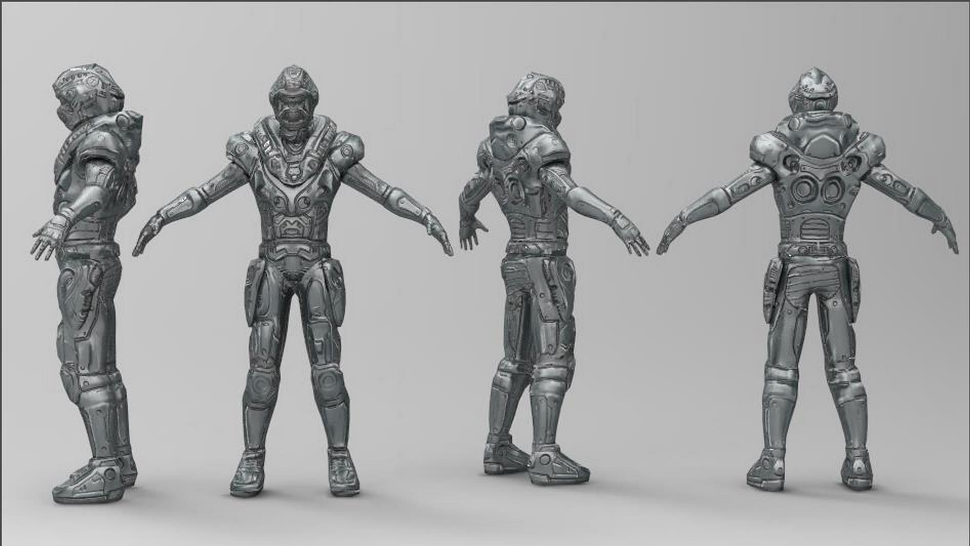scify male cyborg 3D model_2