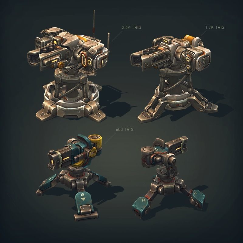 Sci-Fi Turret Constructor Low-poly 3D model_3