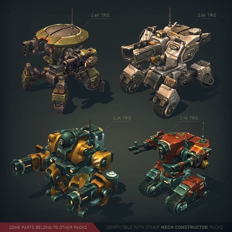 Sci-Fi Turret Constructor Low-poly 3D model_6