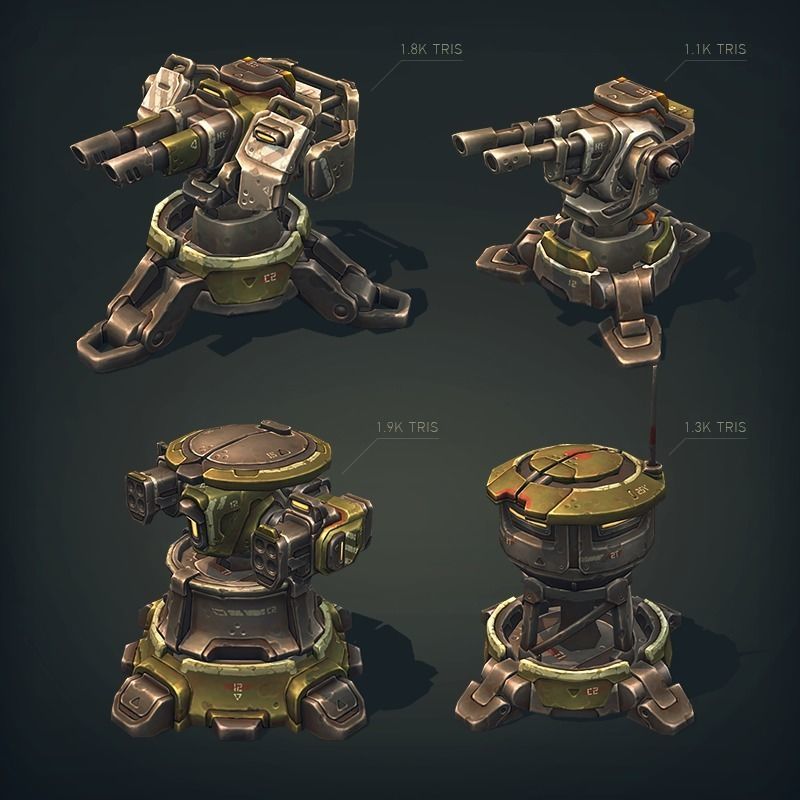 Sci-Fi Turret Constructor Low-poly 3D model_5