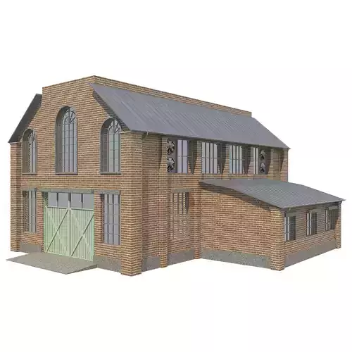 Warehouse 3 brick building with metal roof