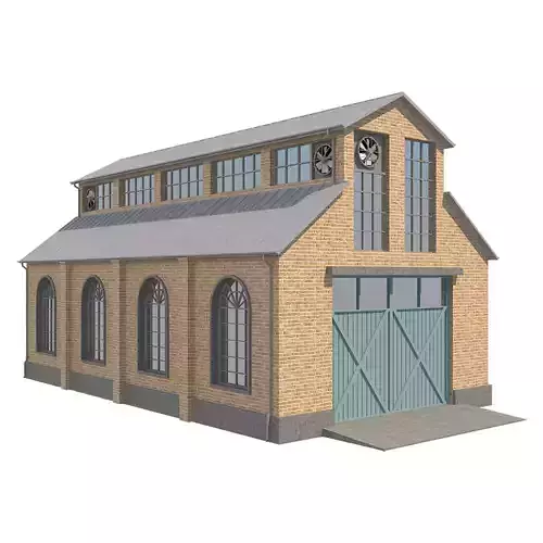 Warehouse 5 brick building with windows and doors