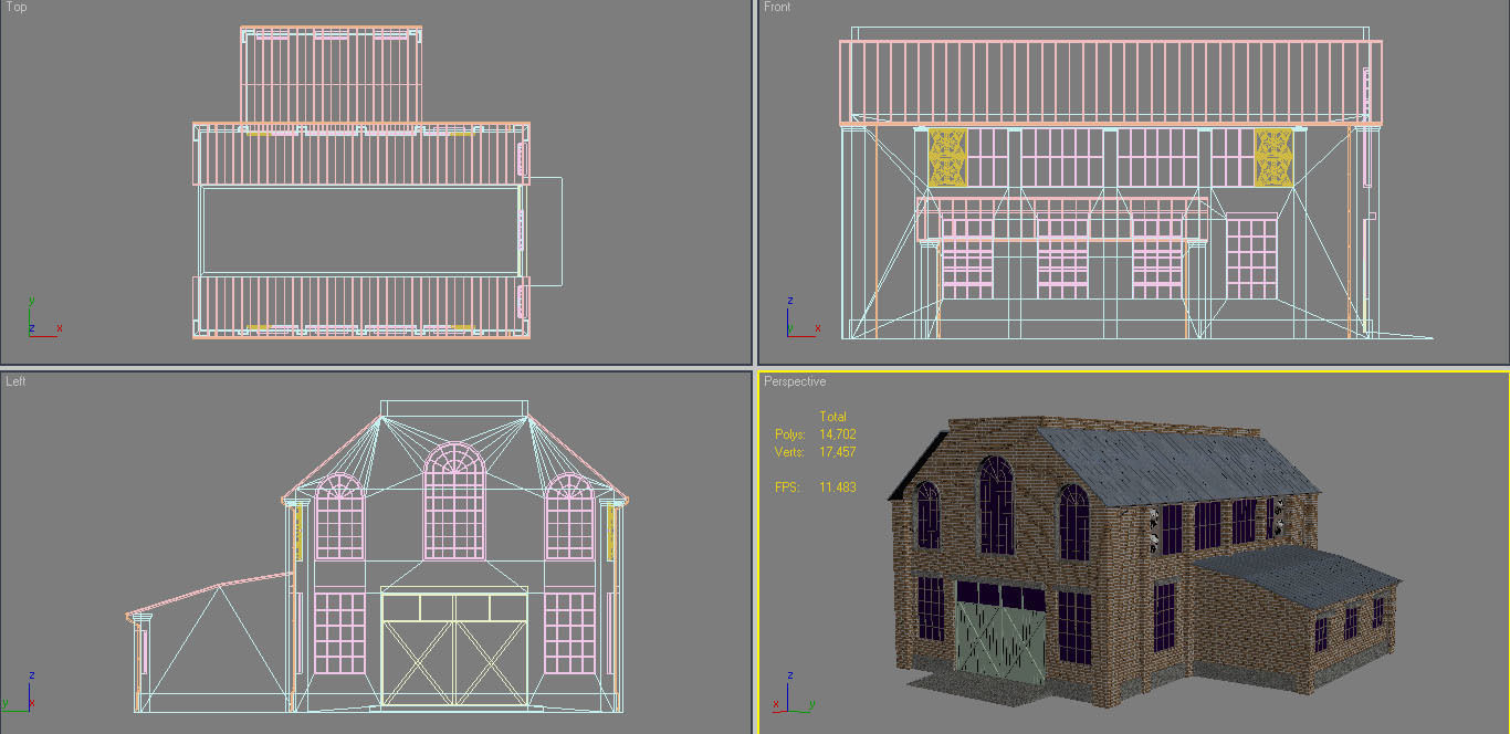Warehouse Set 1 brick building Low-poly 3D model_20