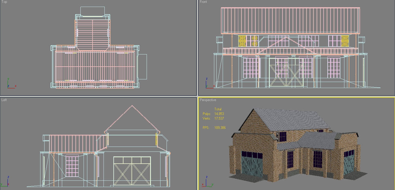 Warehouse Set 1 brick building Low-poly 3D model_10
