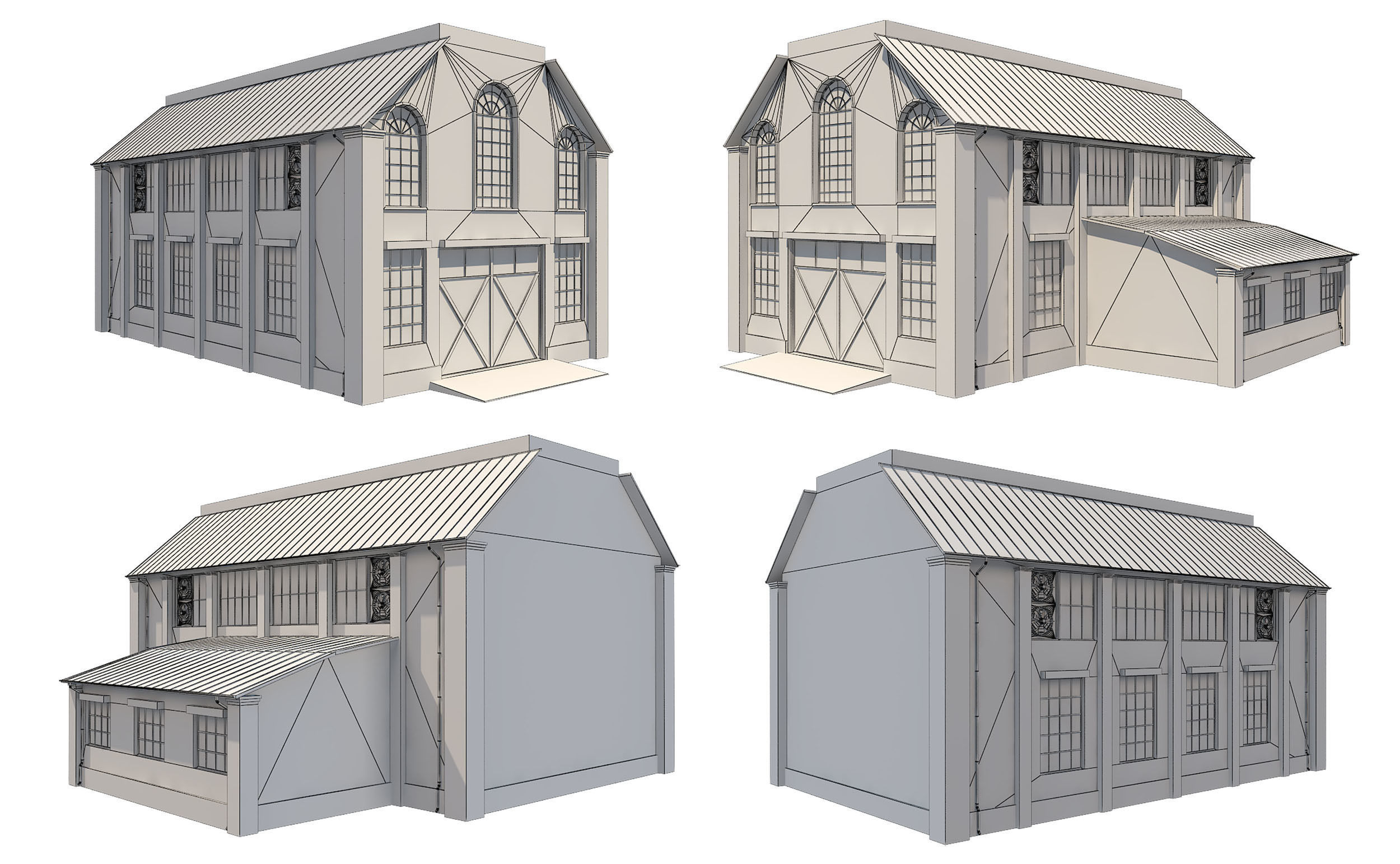 Warehouse Set 1 brick building Low-poly 3D model_19