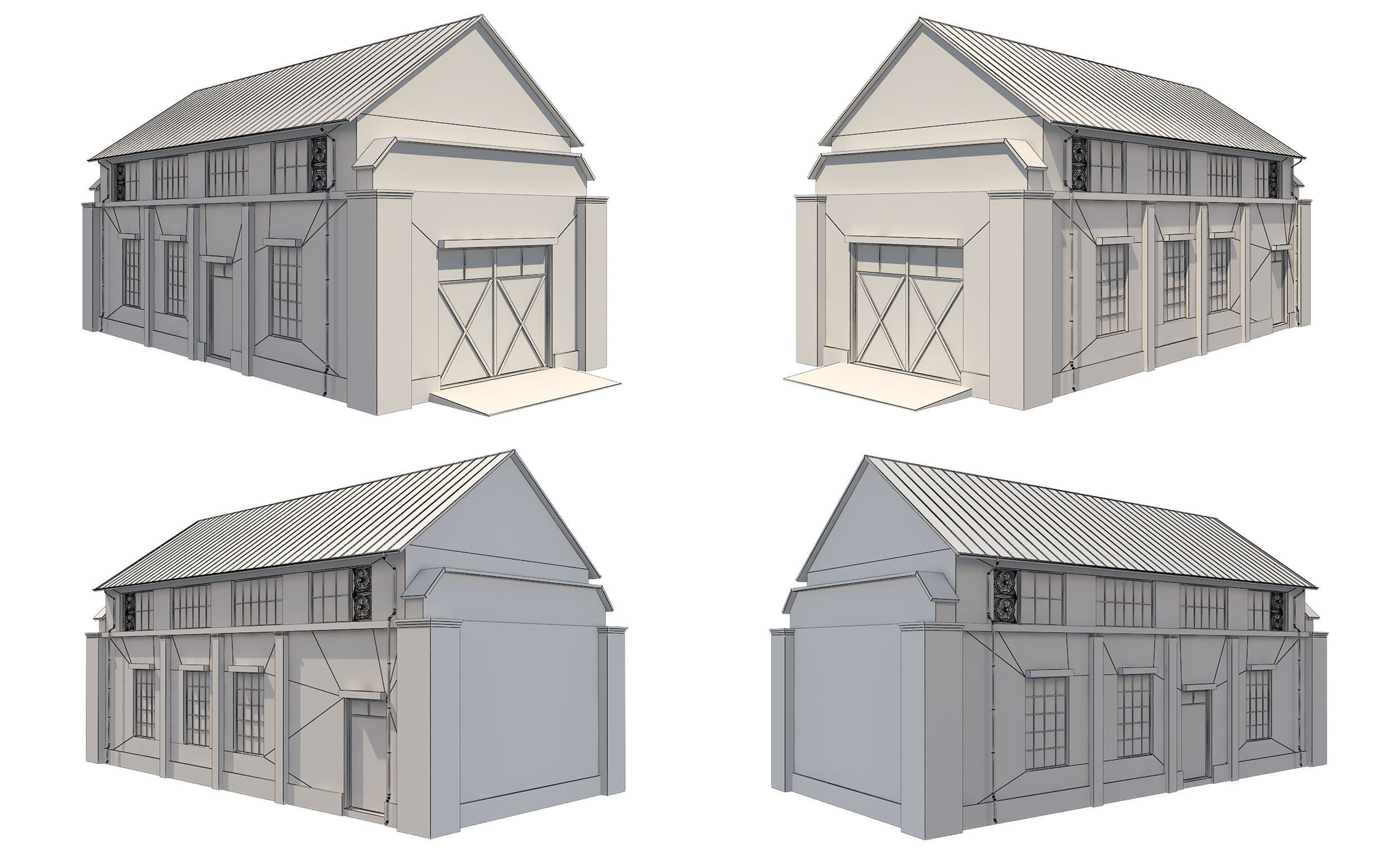 Warehouse Set 1 brick building Low-poly 3D model_14